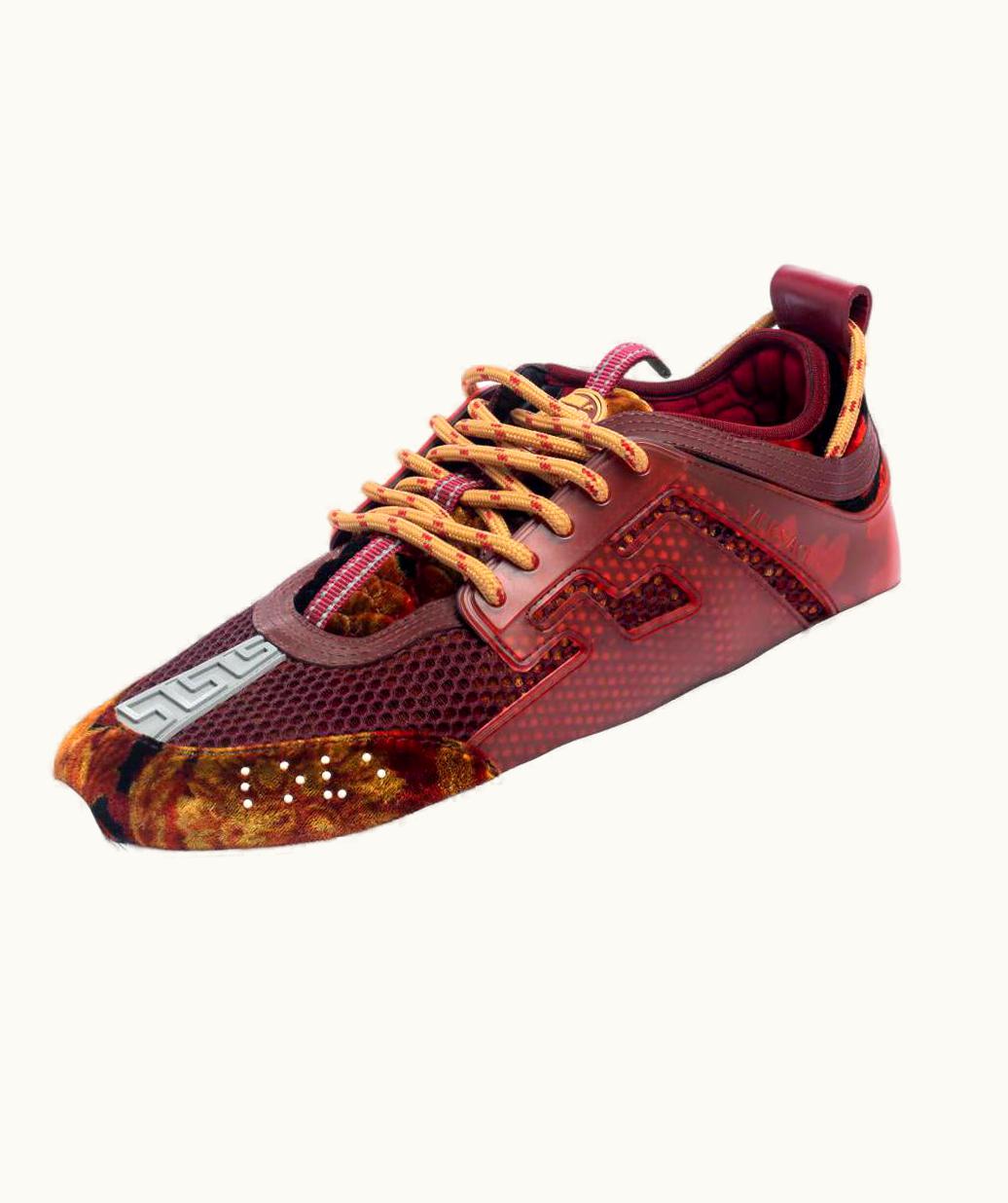 Versace Versace Multicolor Velvet And Mesh Chain Reaction Sneakers