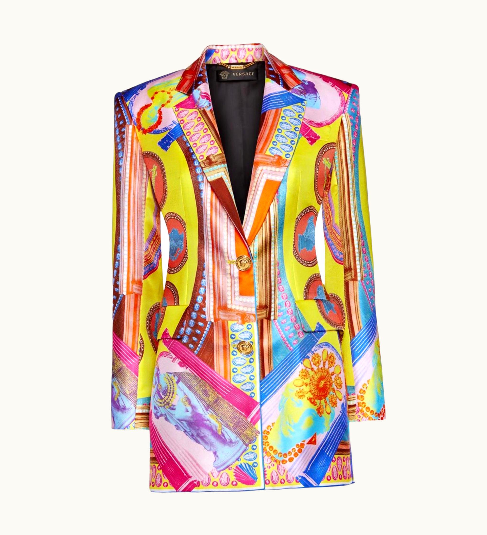 Versace AW 2019 Versace Runway VIttoria Printed Silk Multicolor Blazer