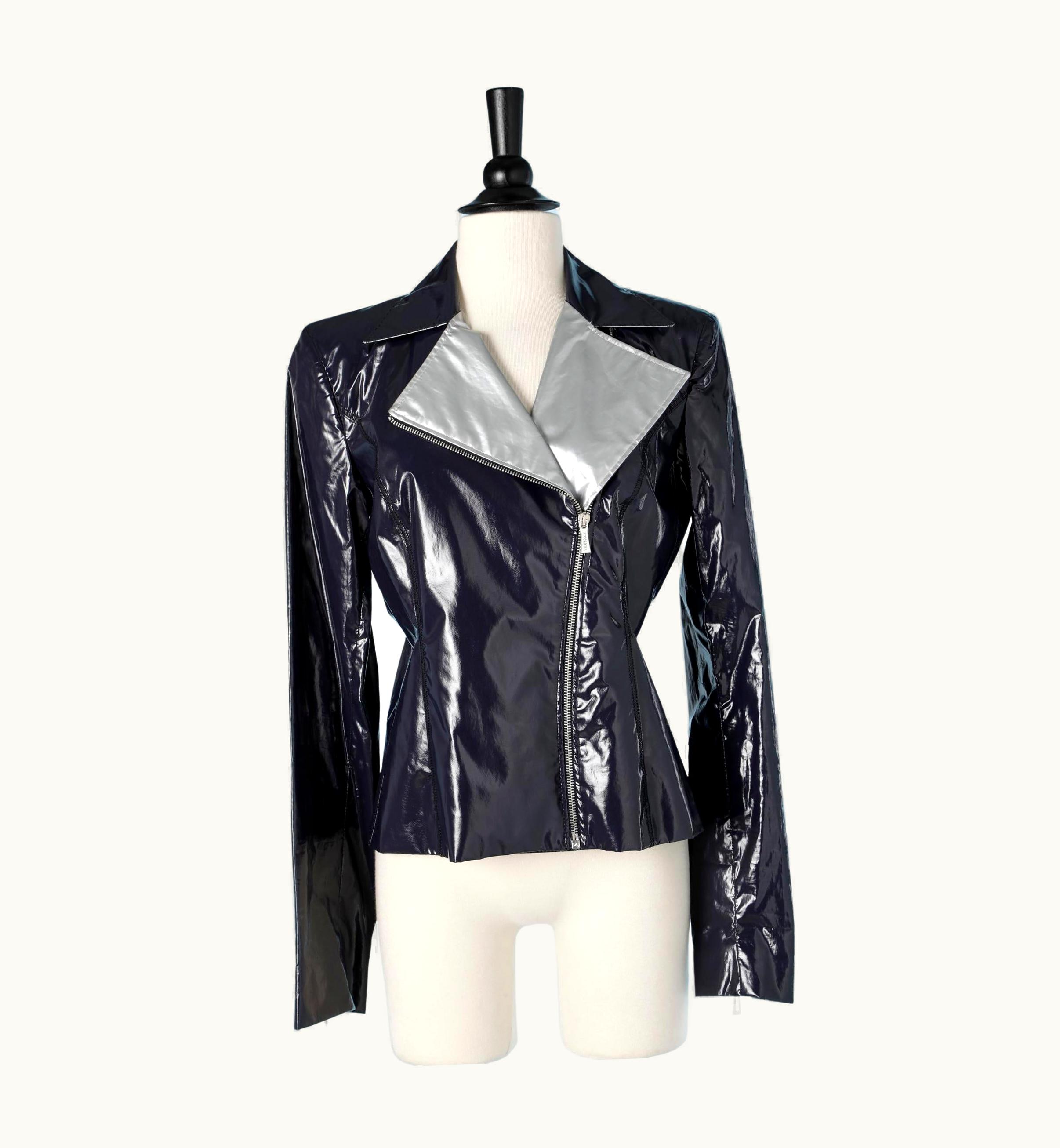 Versace Navy Blue Pvc Perfecto With Silver Collar Versace Vjc