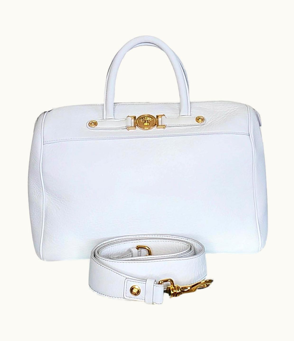 Versace Versace Palazzo White Leather Tote Bag WS/S Gold-tone Hardware