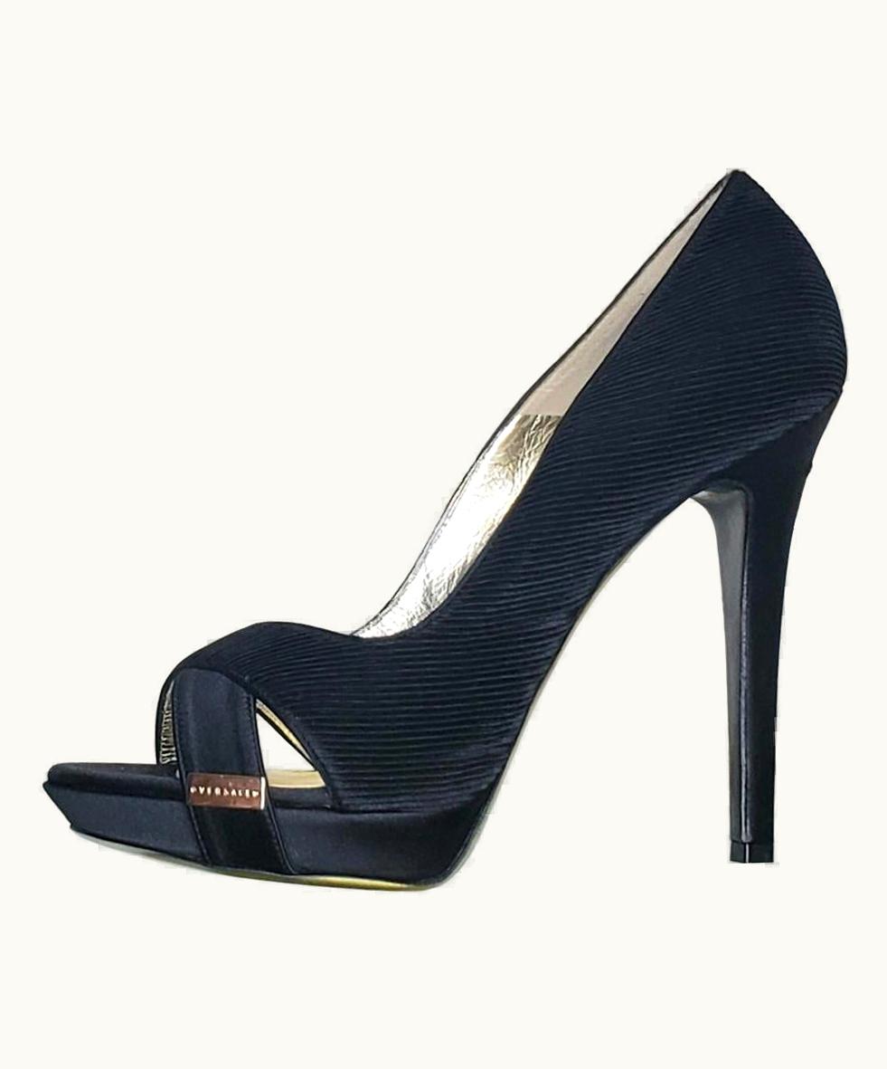 Versace Versace Black Satin Plisse Platform Shoes