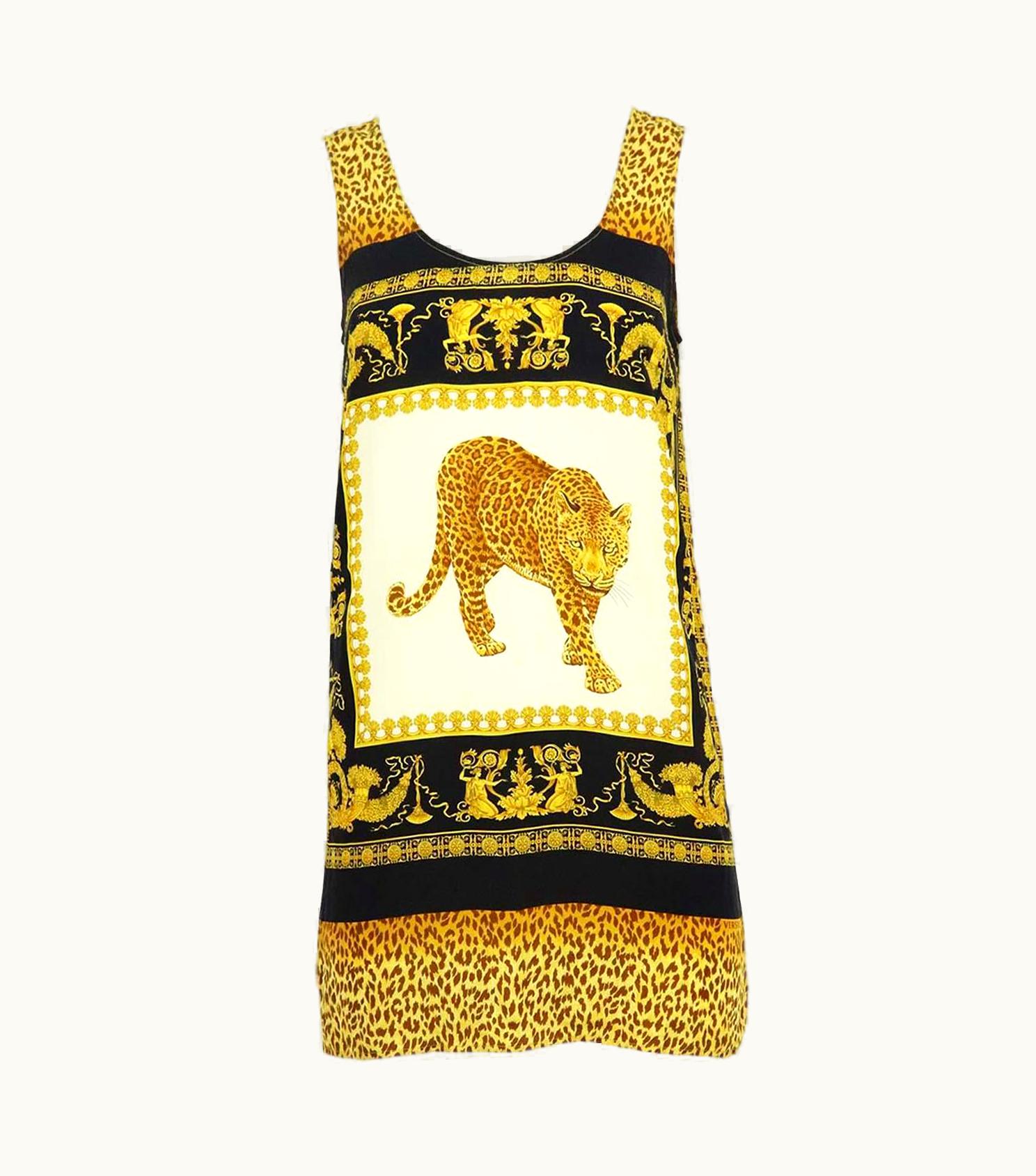 Versace Versace Printed Washed Silk Mini Dress It 38 Uk