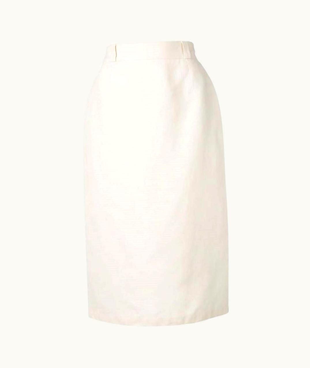 Gianni Versace Couture 80s Gianni Versace Vintage Ivory Linen Midi Skirt