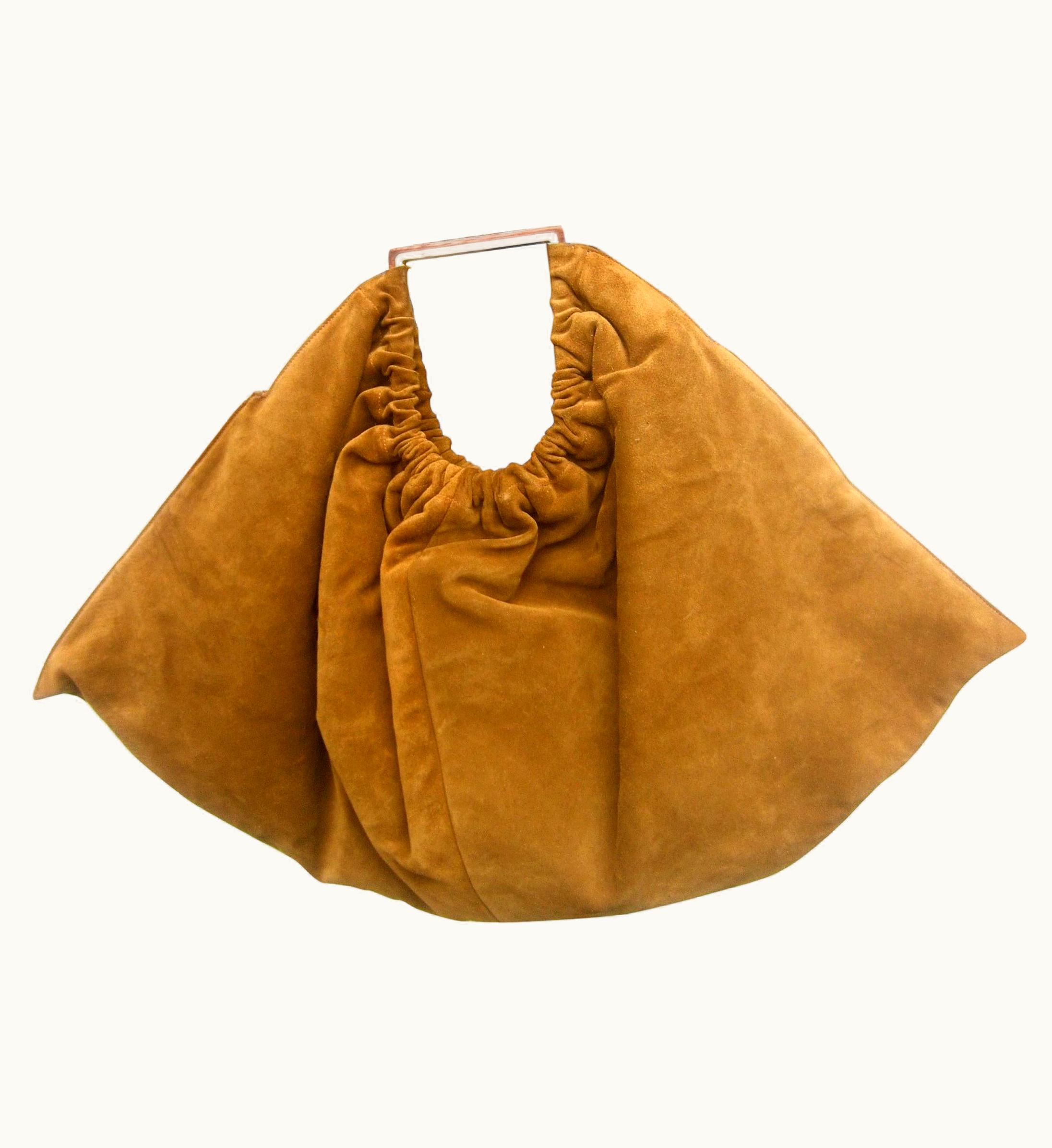 Versace Versace Italian Brown Suede Large Scale Handbag Circa 1990s