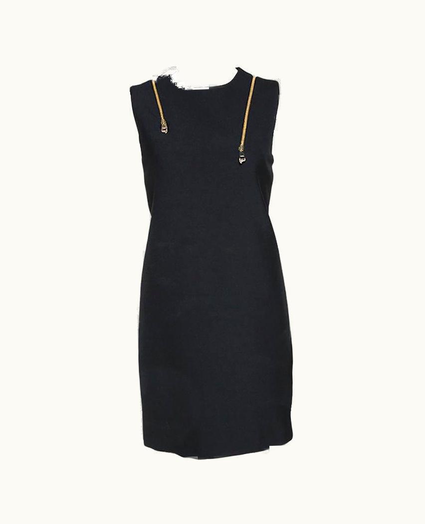 Versace Collection Black Knit Shoulder Zip Detail Sleeveless Dress