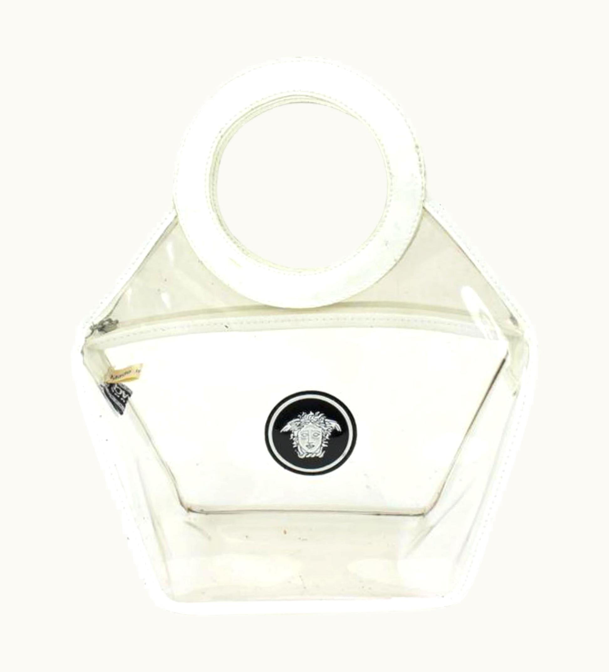 Versace Versace Translucent Vinyl White Medusa Clear Tote Bag 36v413s