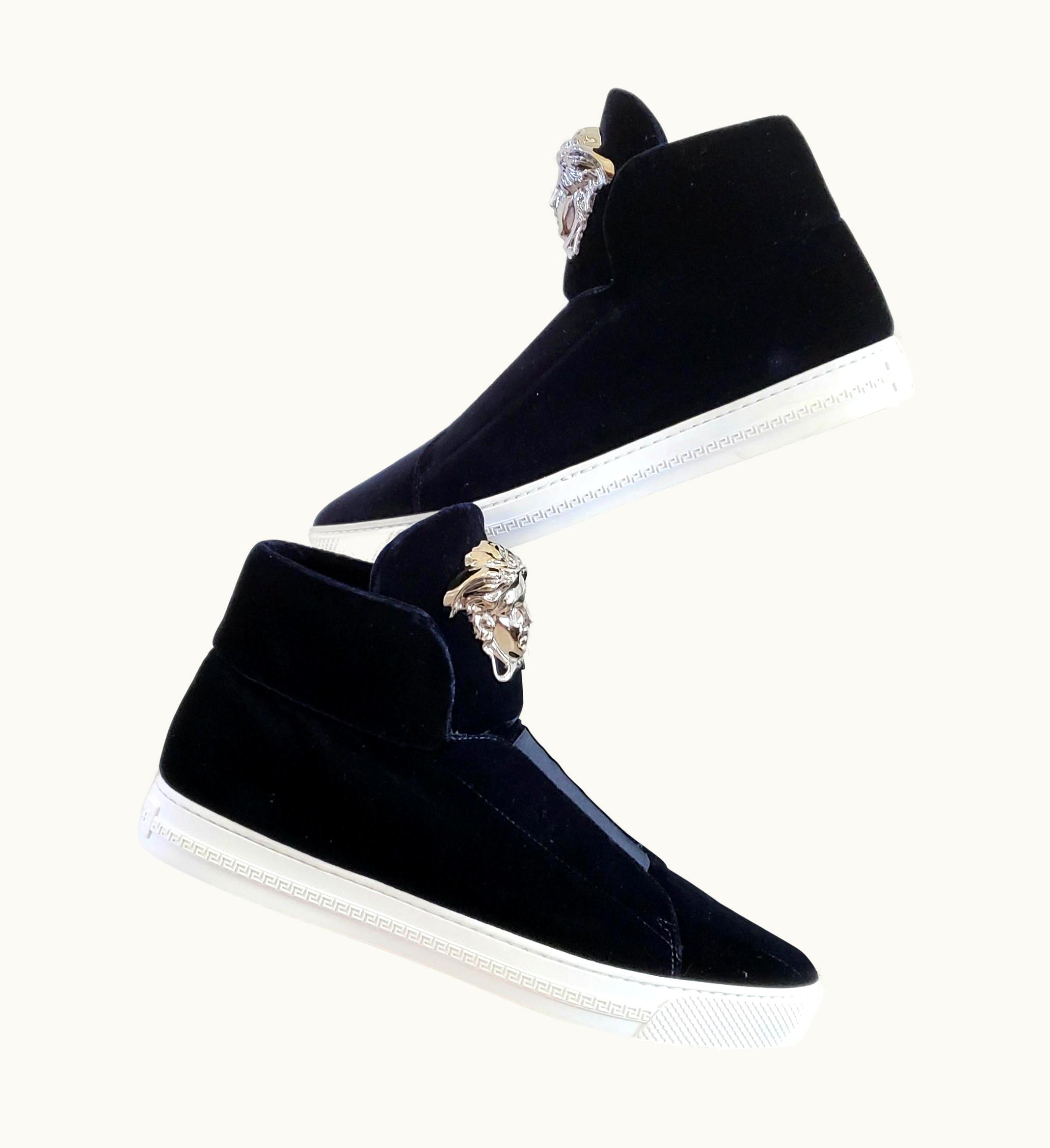 Versace Versace Navy Blue Velvet Palazzo High-top Sneakers