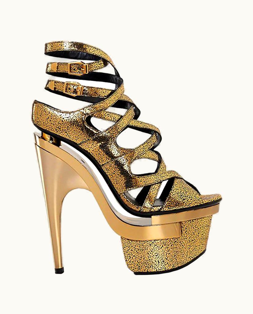 Versace Versace Gold Leather Triple Platform Sandals