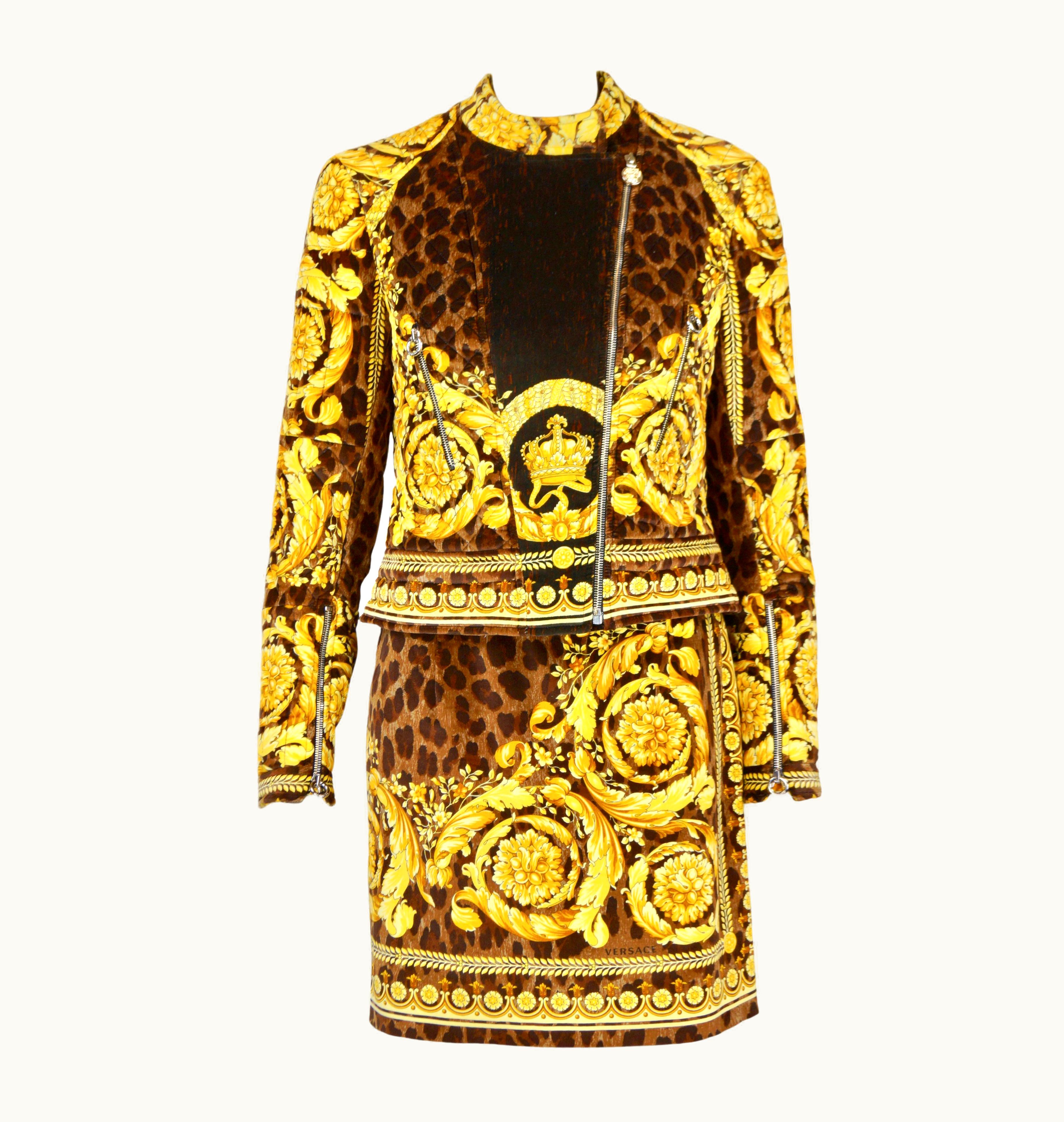 Versace Versace Velvet Barocco Dress And Biker Jacket Pre Fall 2011