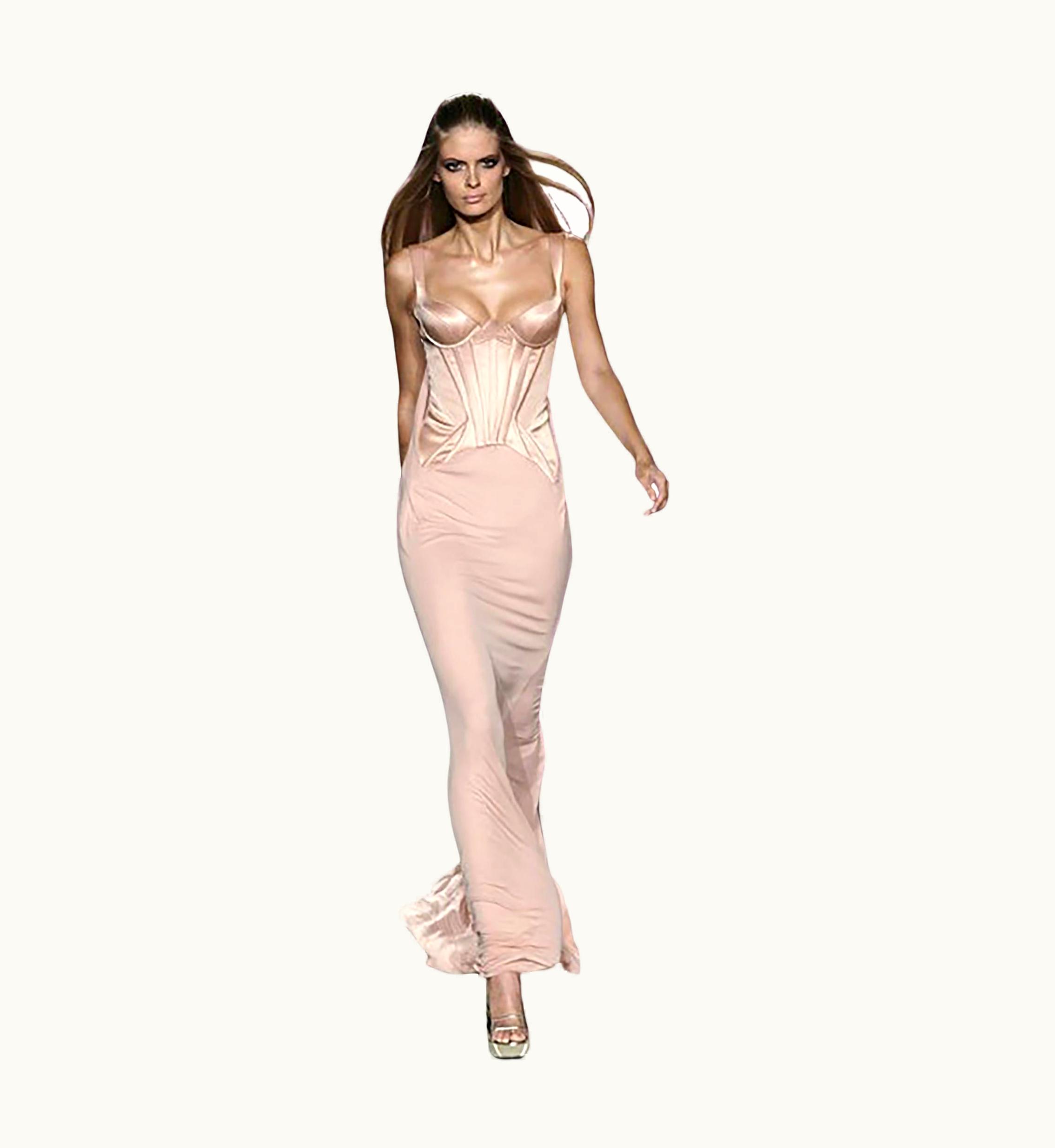 Versace S/S 2007 Versace Nude Corset Long Dress