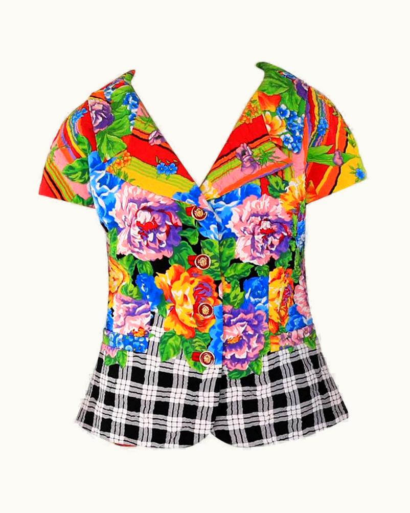 Gianni Versace Couture 90- Vintage Gianni Versace Versus Floral Print Jacket