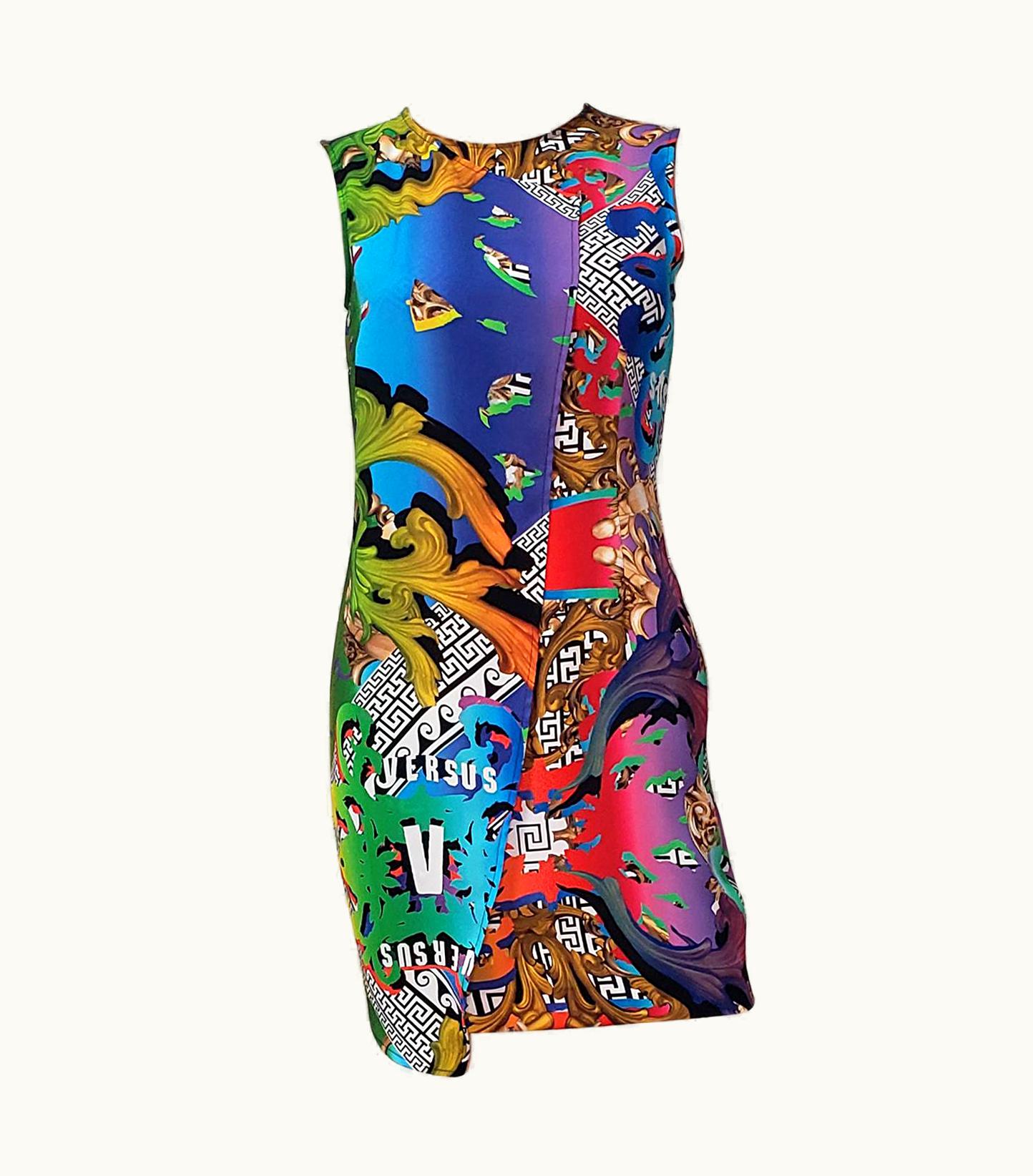 Versace Versus Versace Faux Wrap Printed Dress With Pin