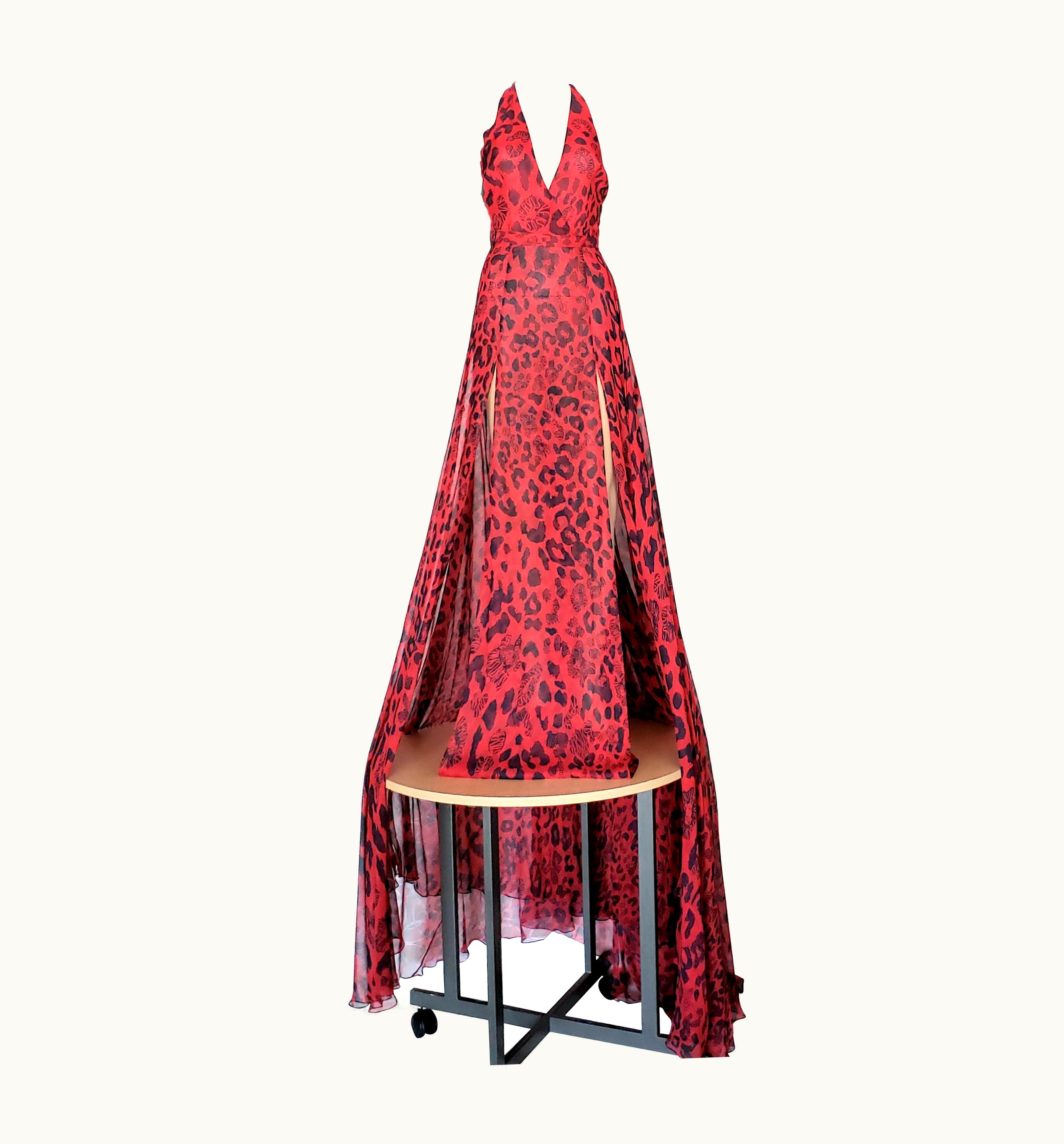 Versace S/S 2016 Versus Versace Leopard Red Long Dress