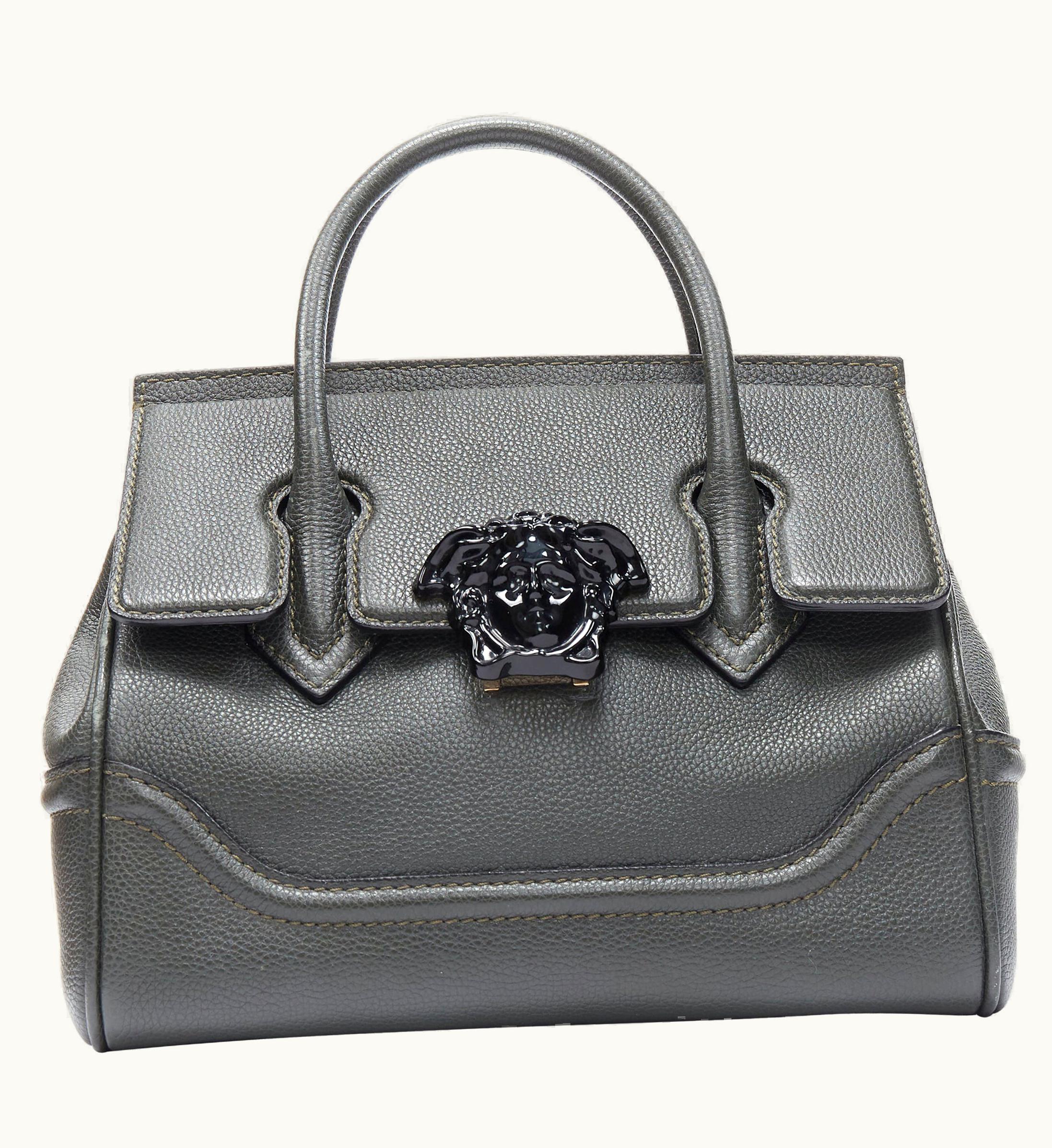 Versace Versace Palazzo Empire Small Charcoal Green Black Medusa Crossbody Satchel Bag