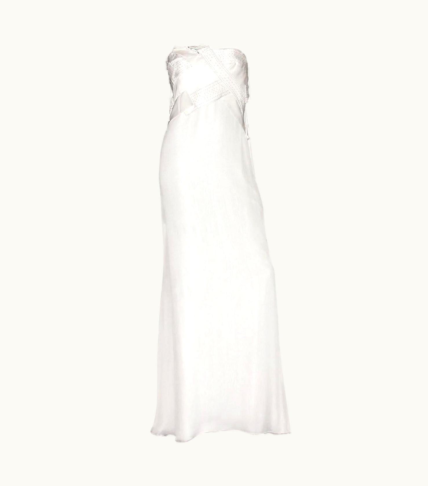 Versace Amazing Versace Strapless Beaded Goddess Evening Wedding Bridal Gown Dress