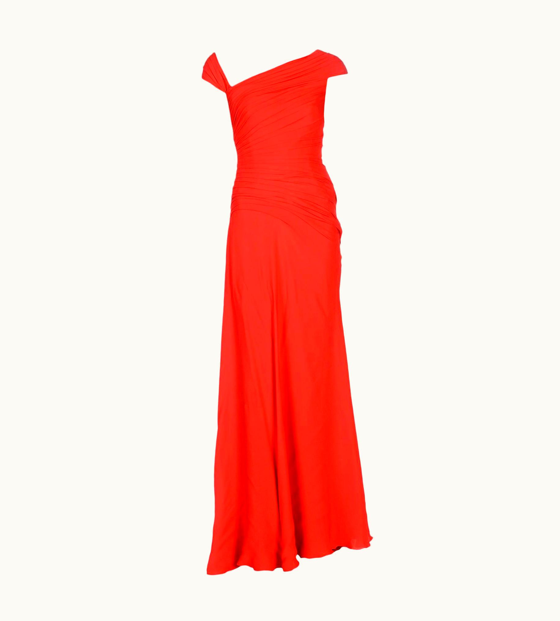 Versace Versace Lipstick Red Silk Corset Long Dress Gown It