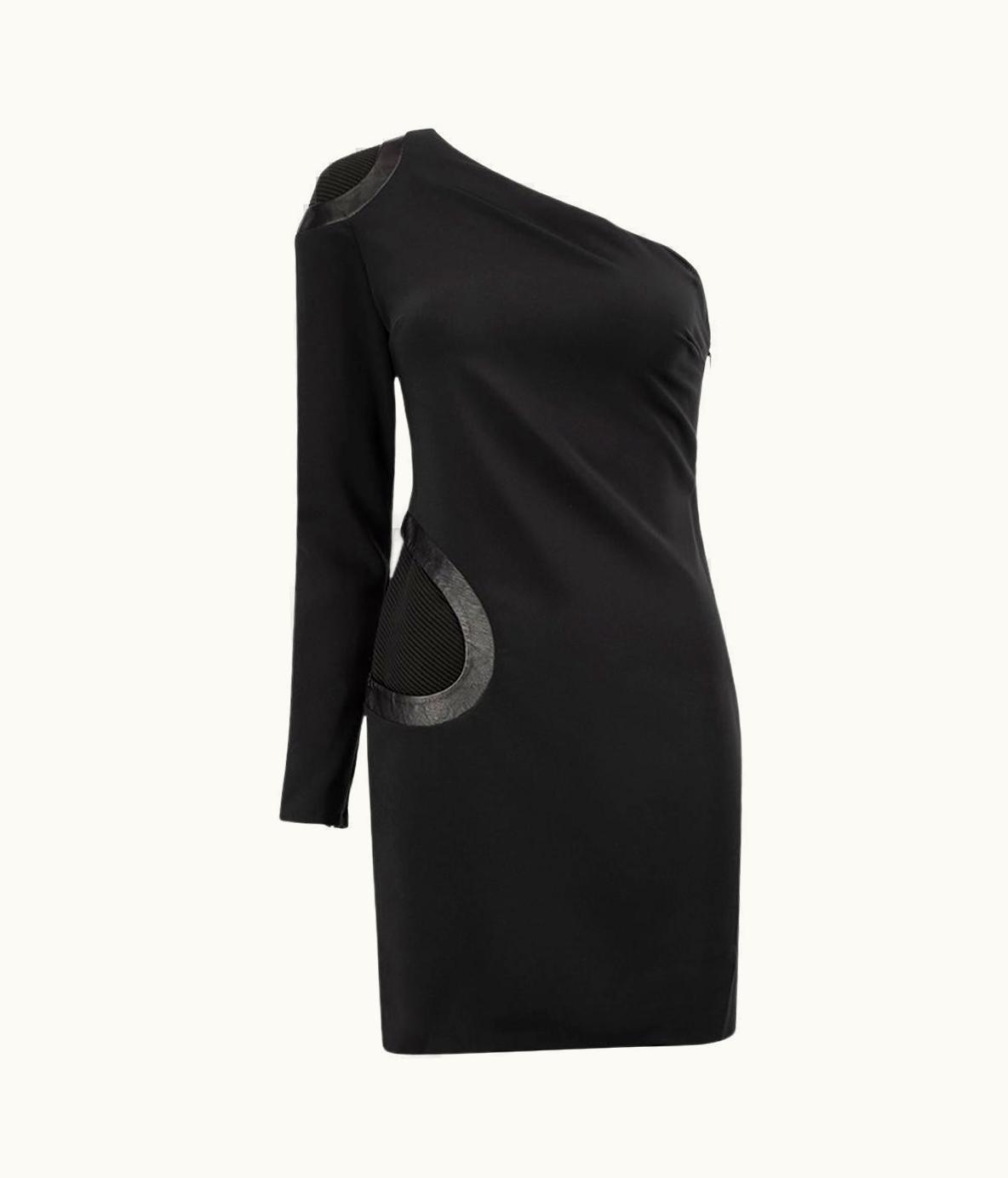 Versace Versace Women' Black One Shoulder Leather Accent Mini Dress