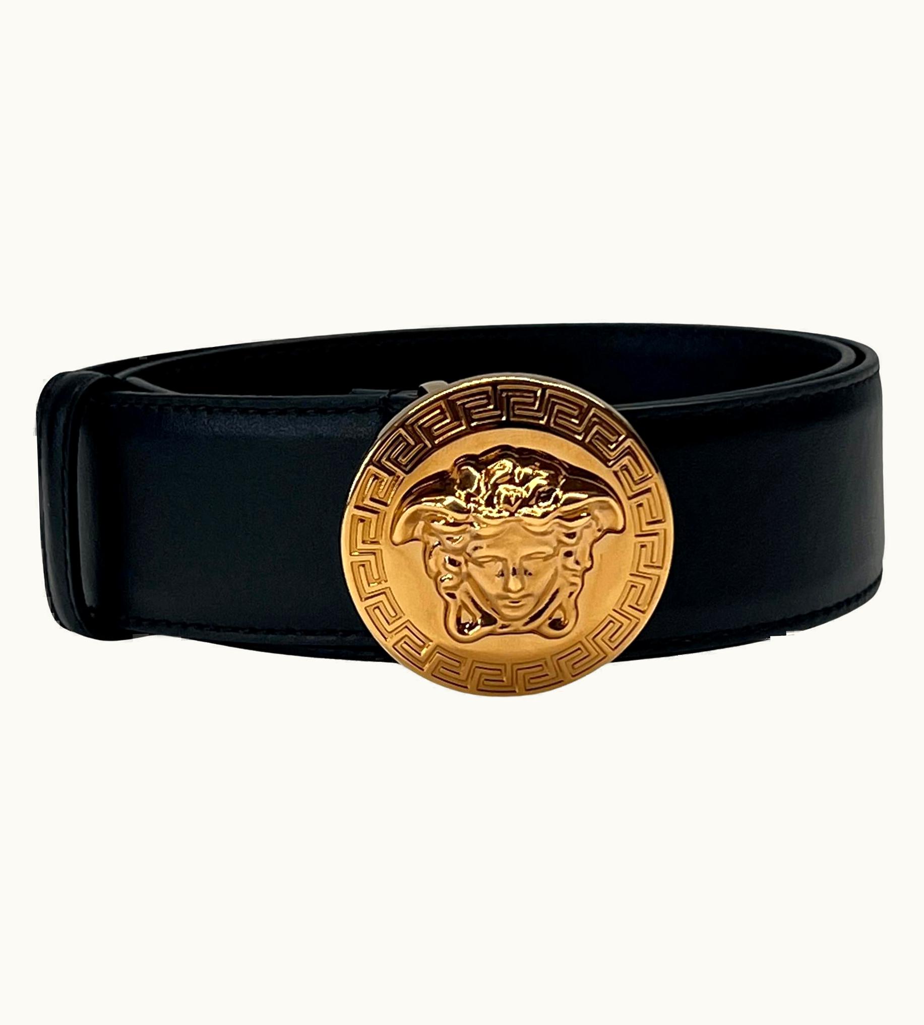Versace Versace Black Leather Logo Medusa Head Belt (0/32)