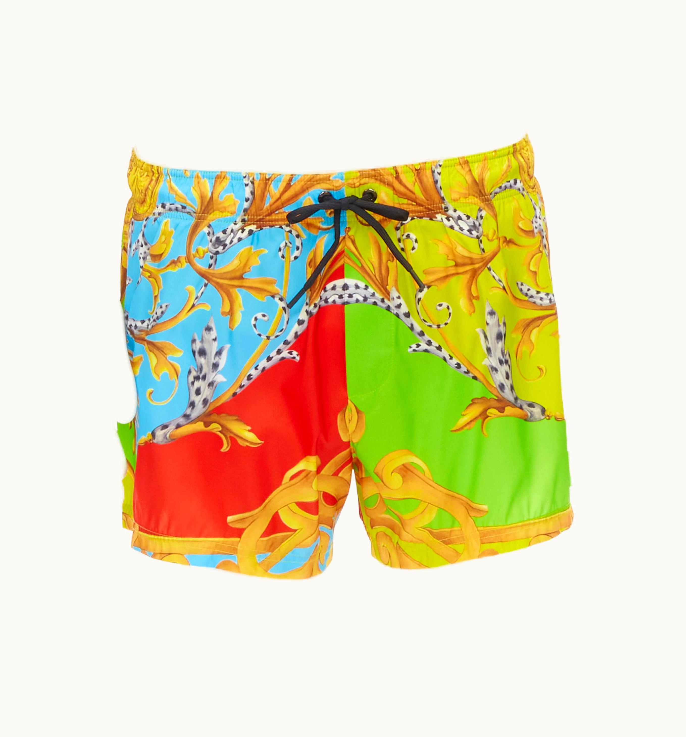 Versace Versace Barocco Acanthus Pop Print Swim Trunk Shorts UZ0576823