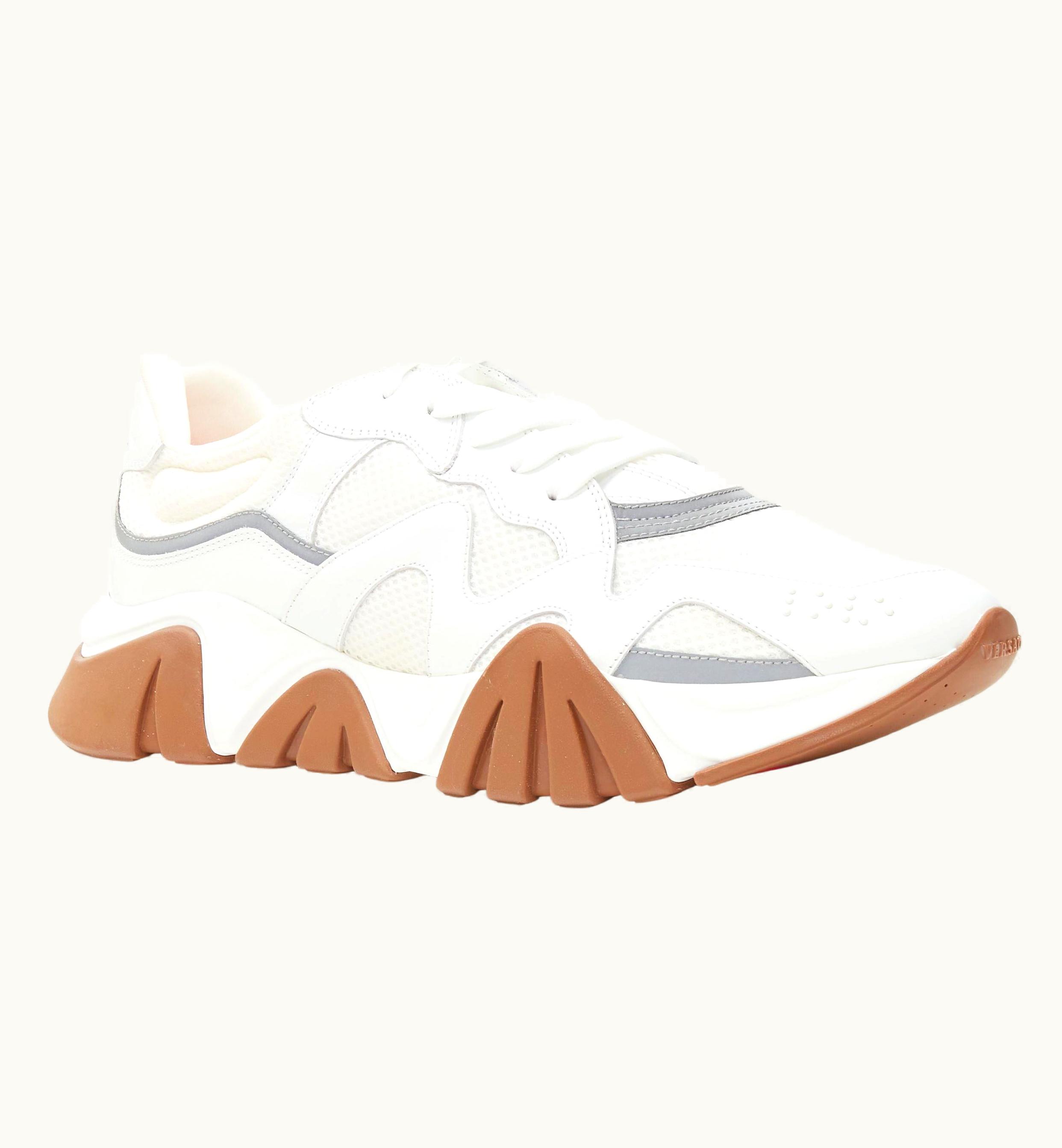 Versace Versace Squalo White Gum Leather Mesh Chunky Sneakers