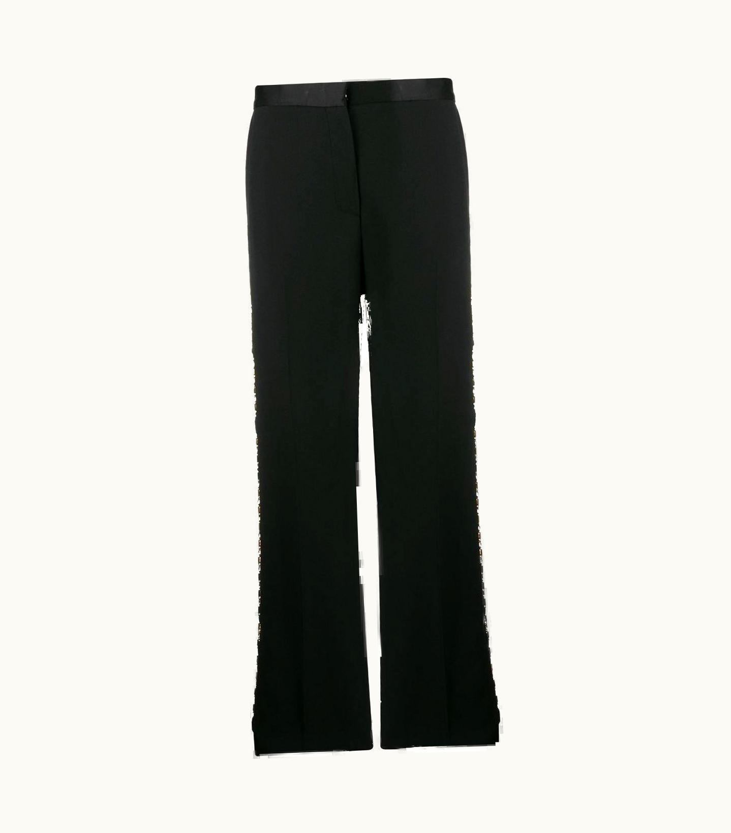 Versace Versace Gold Tone Greca Chain Tailored Black Trousers S/S Pants