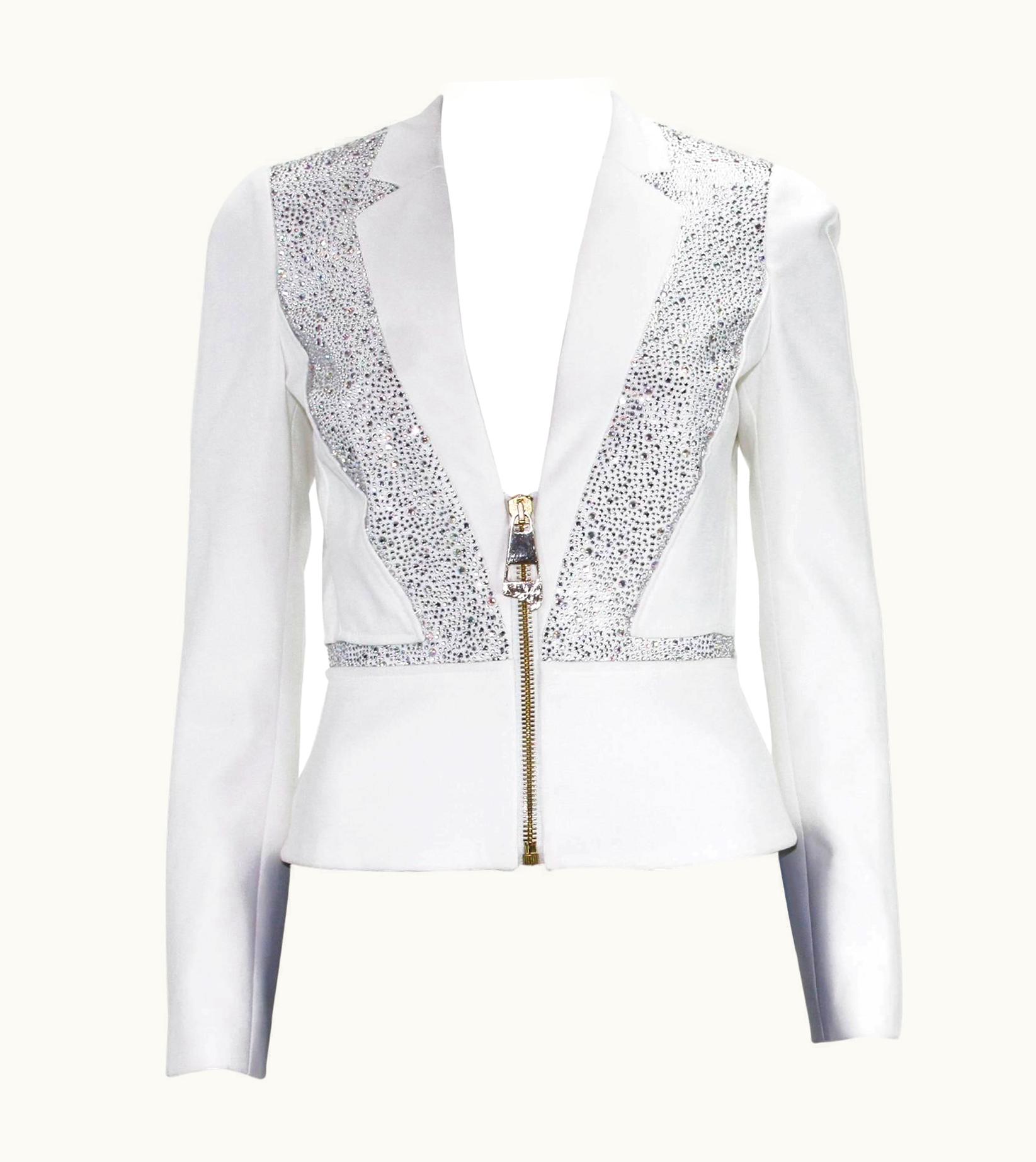 Versace Versace Crystal Embellished White Blazer Jacket It. 38 - Us