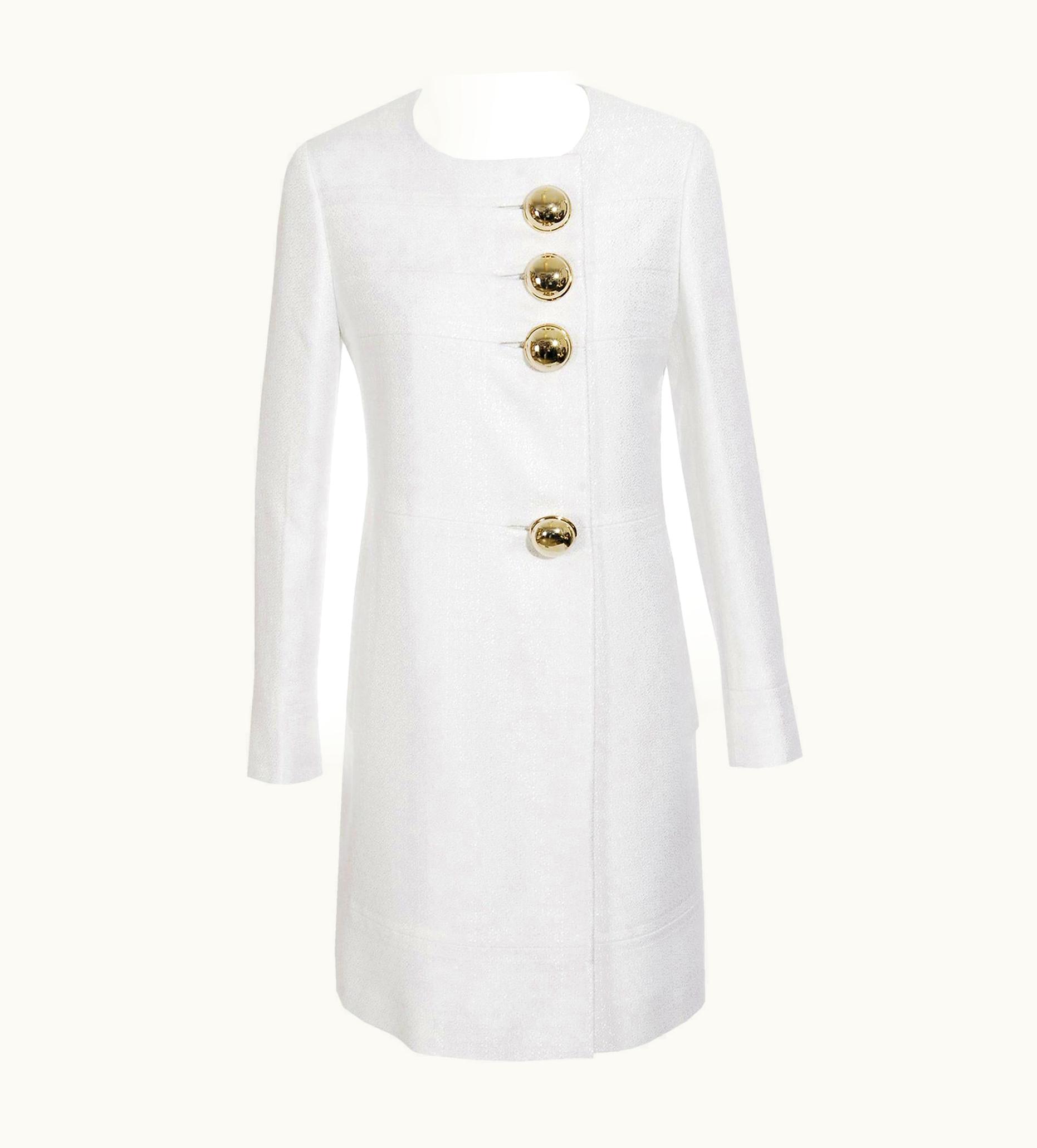 Versace Stunning Versace Structured Ivory Coat With Xl Button Details