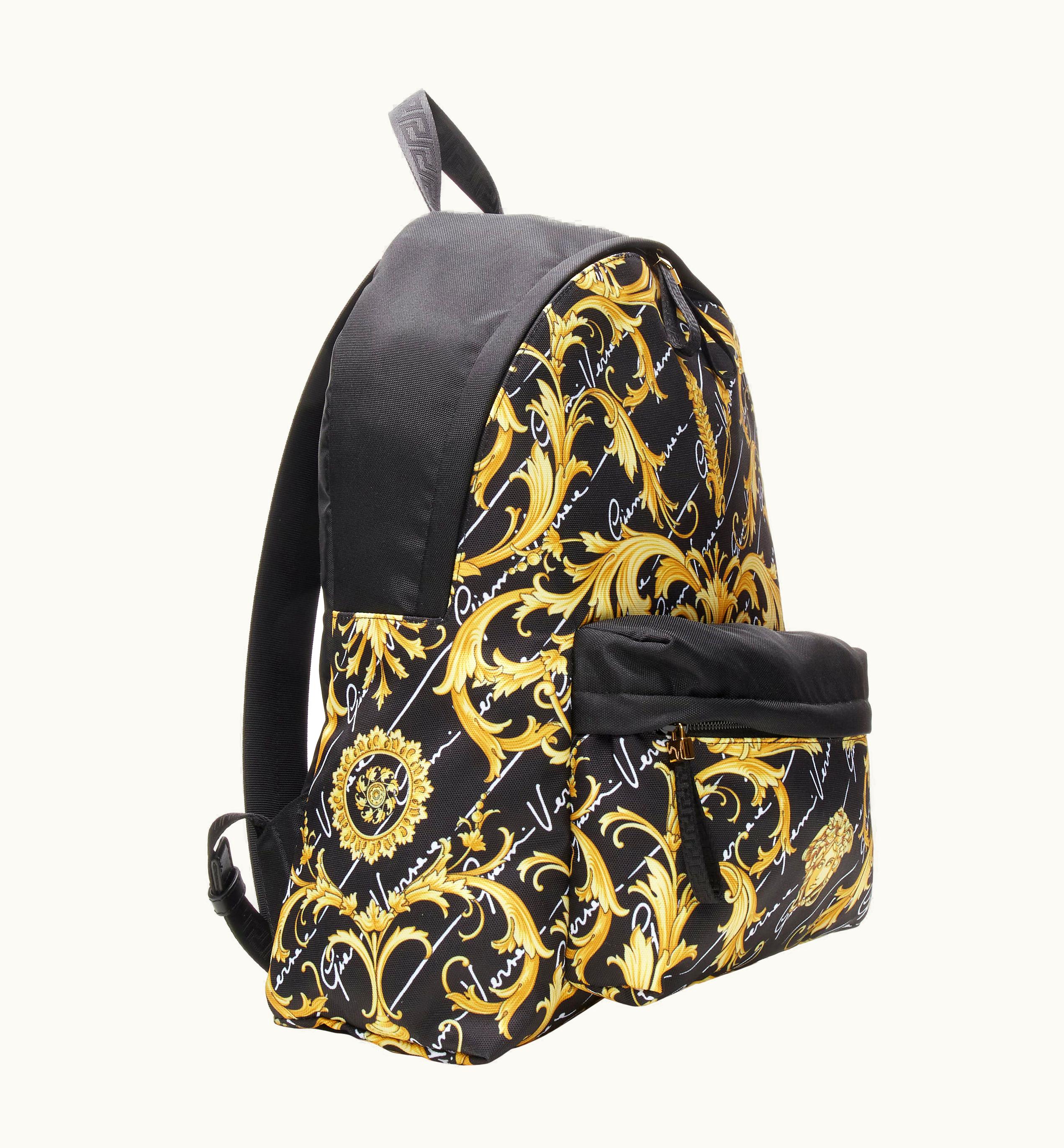 Versace Versace Gianni Signature Gold Barocco Virtus Medusa Print Nylon Backpack