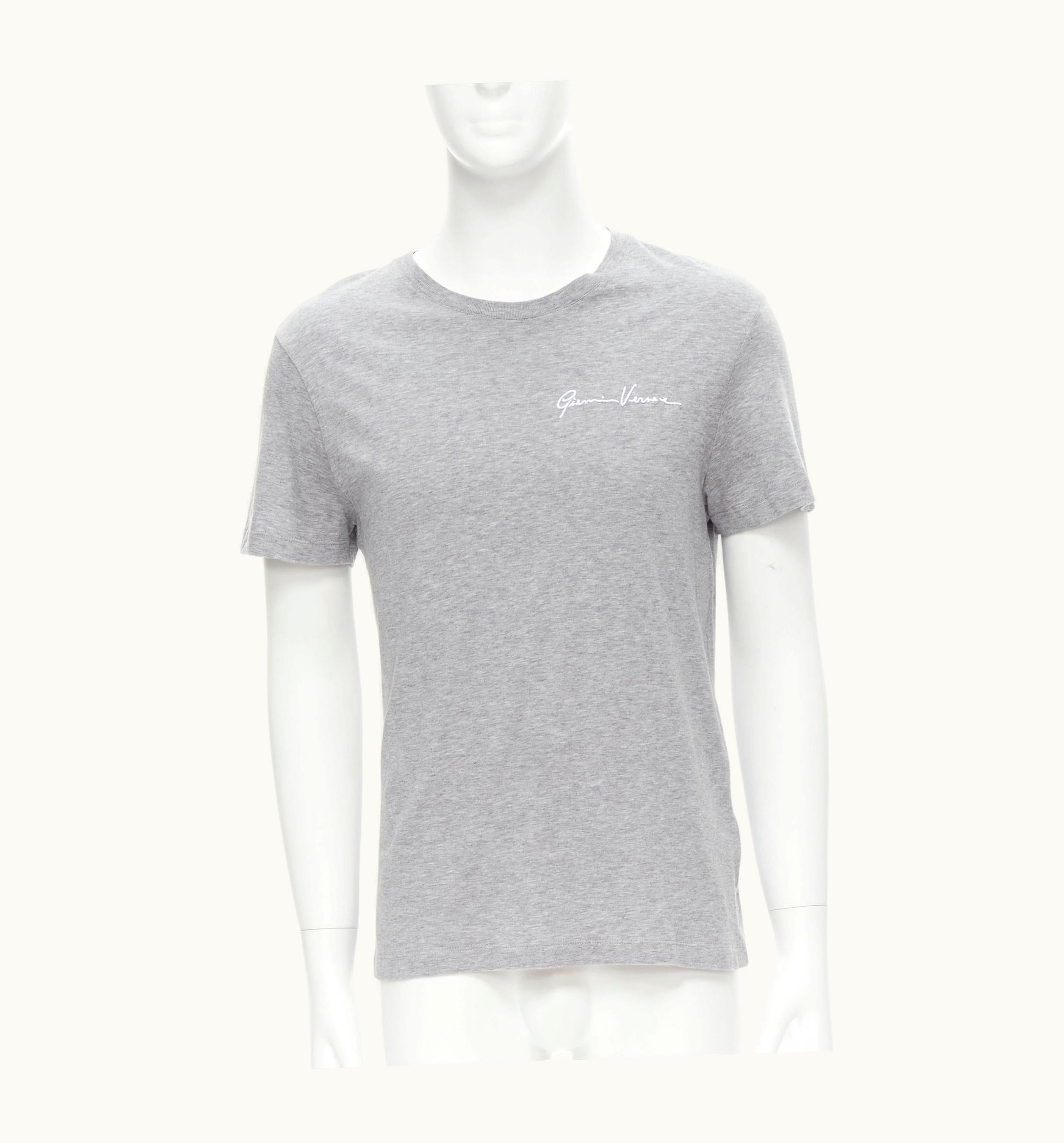Versace Versace White Gianni Signature Logo Embroidery Grey Tshirt Taylor Fit