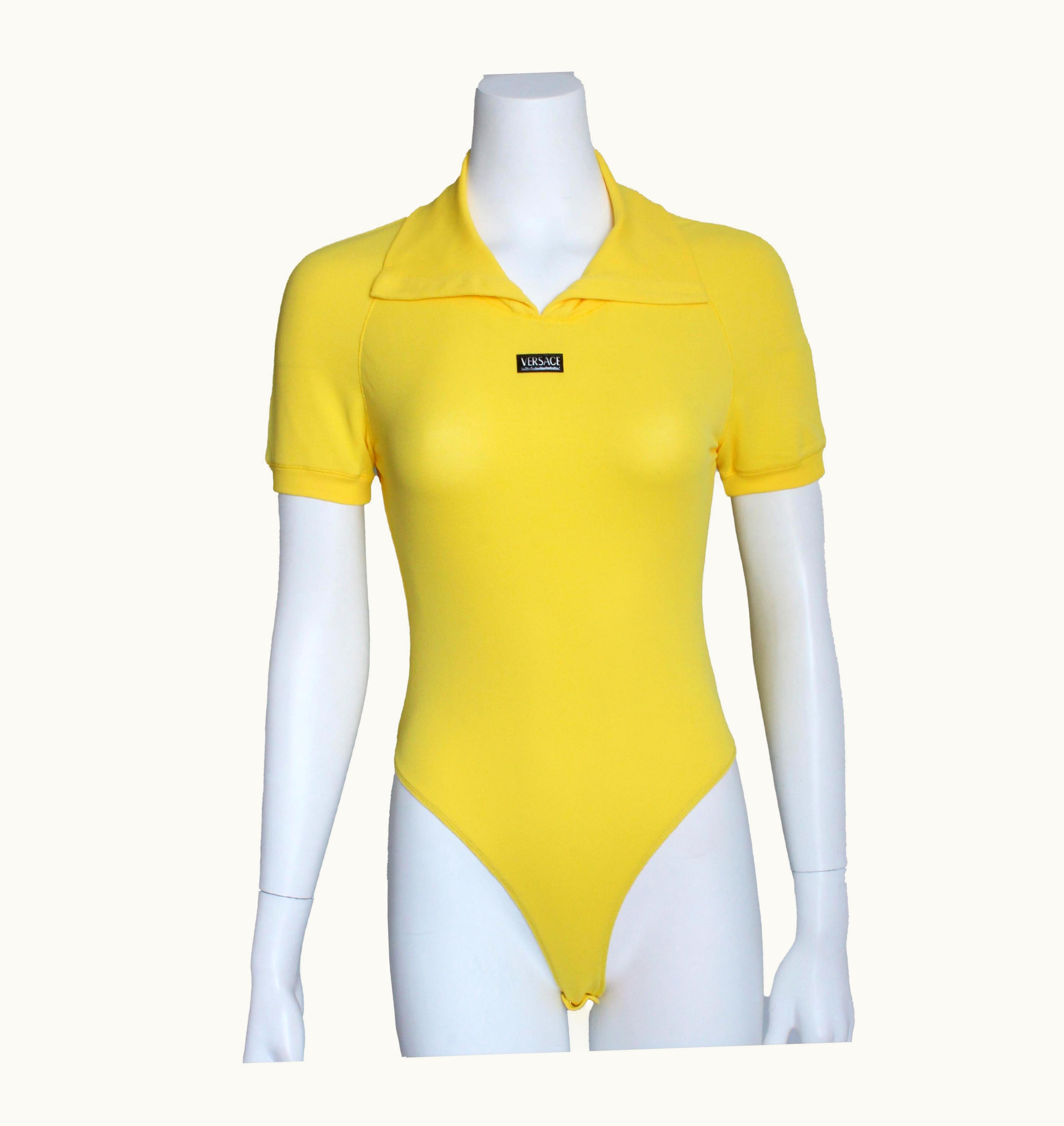Versace Versace Intensive Body Suit Bright Yellow Short Sleeve Sportswear Vintage 90s