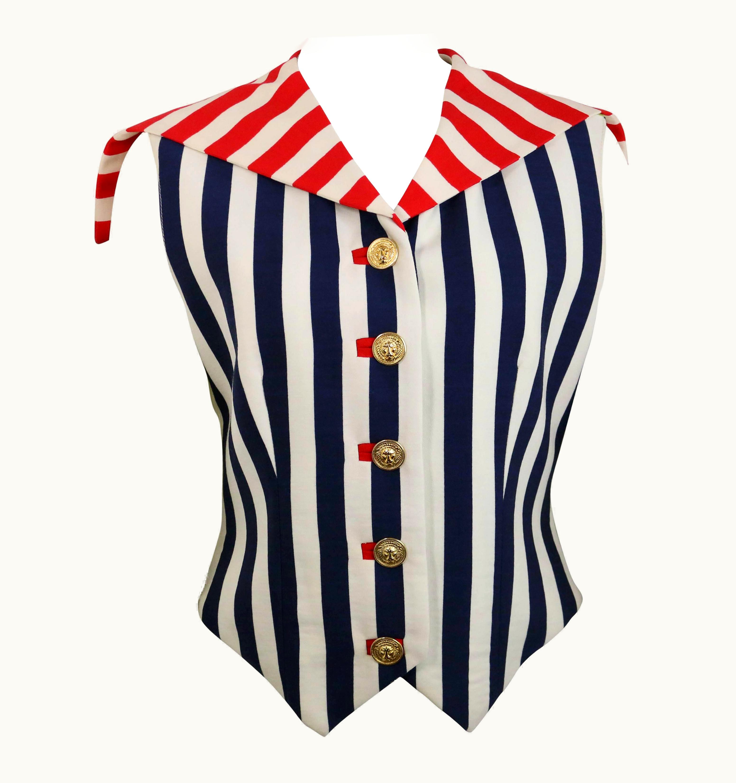 Gianni Versace Couture Vintage Versus By Gianni Versace Colour Blocked Stripes Cropped Vest