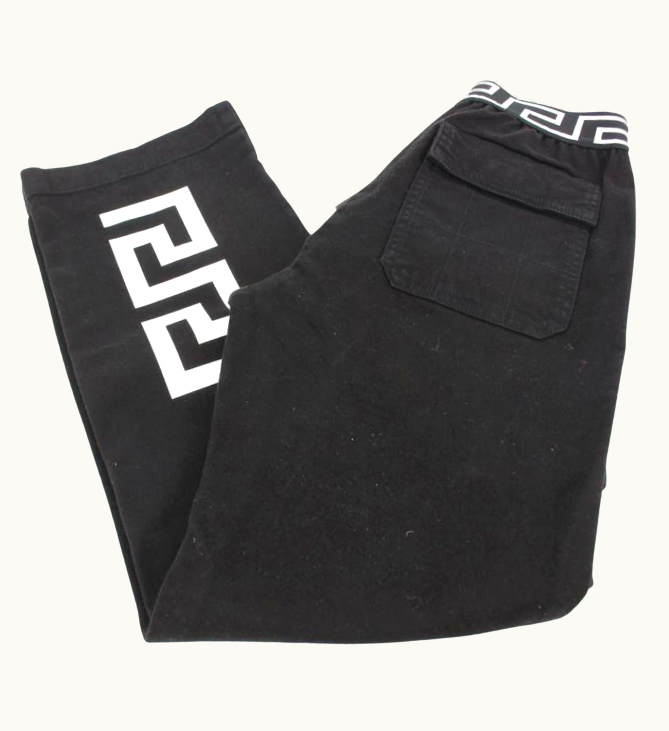 Versace Versace Boys 12a Black White Greca Boy' Trousers Pants 120v23