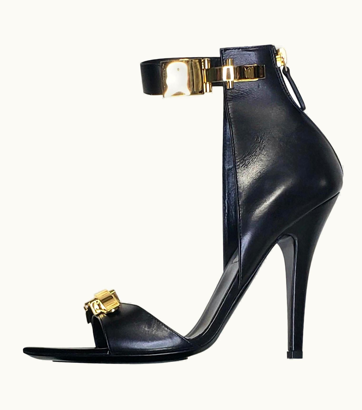 Versace Versace Versus Black Leather Anthony Vaccarello Editions Sandals