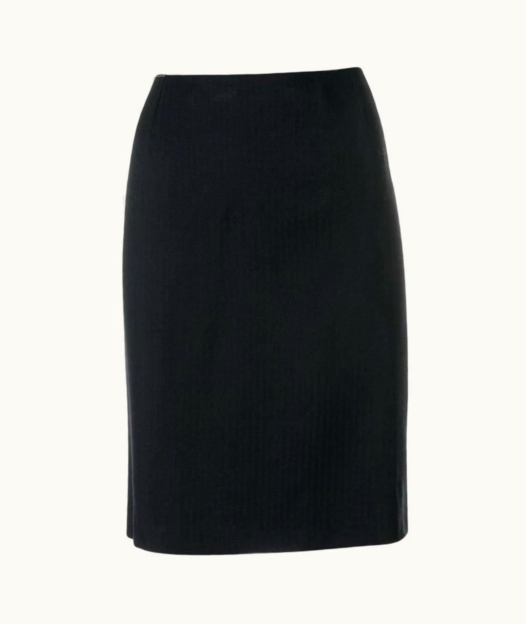 Versace 90s Versace Vintage Black Wool Mini Skirt With Embossed Pattern