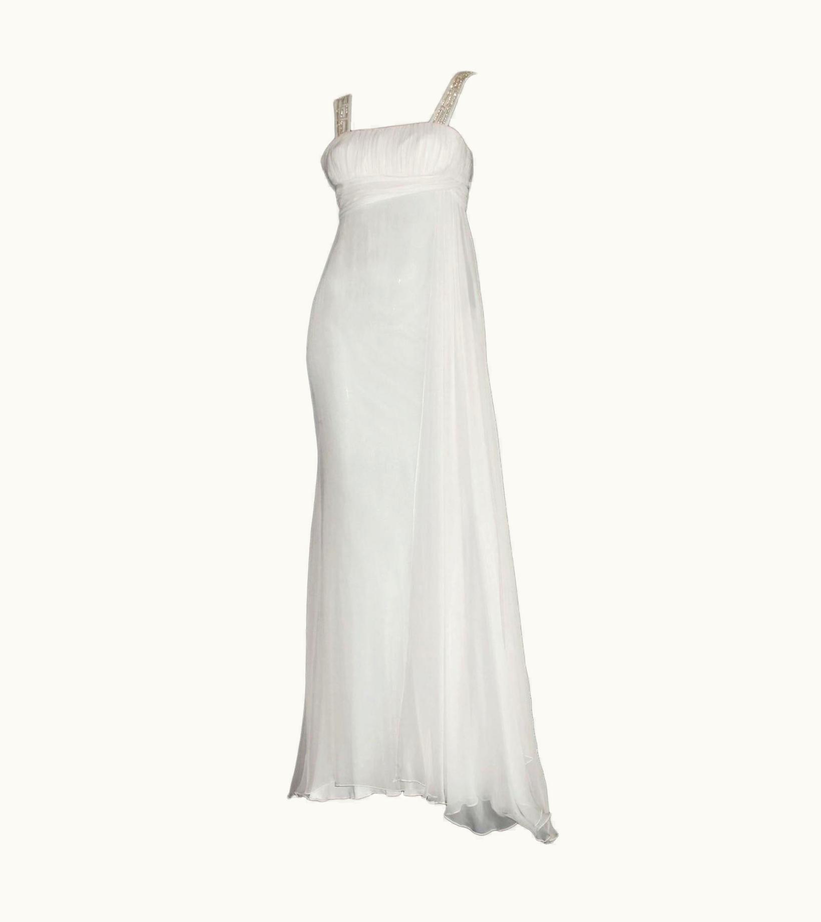 Versace Unworn Versace Silk Crystal Grecian Meander Evening Gown Wedding Bridal Dress