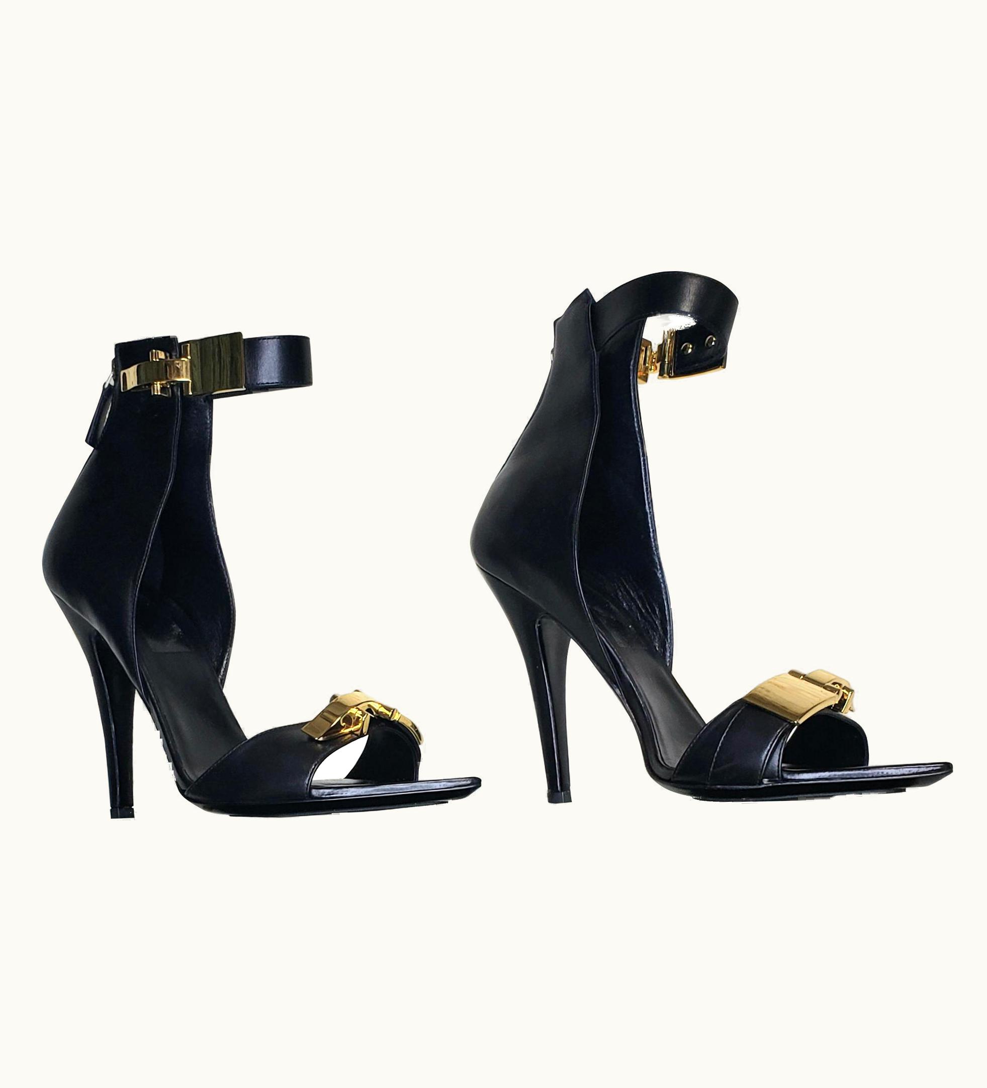 Versace Versace Versus Black Leather Anthony Vaccarello Edition Sandals