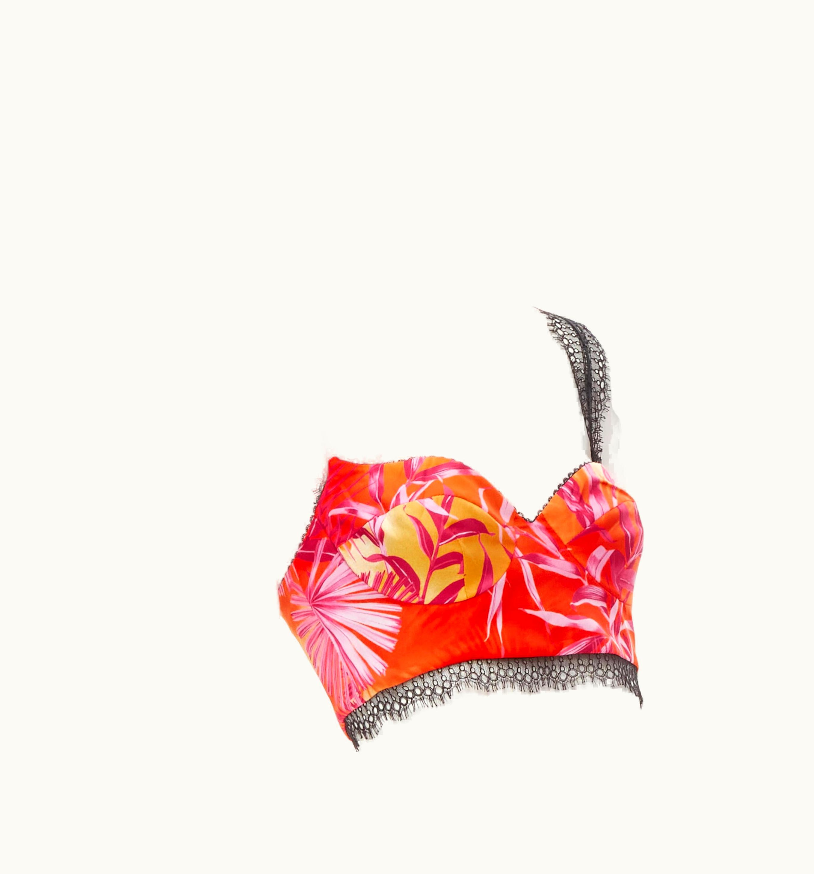 Versace Versace 2020 Iconic JLo Jungle Print Pink Tropical Bralette UZ0576908