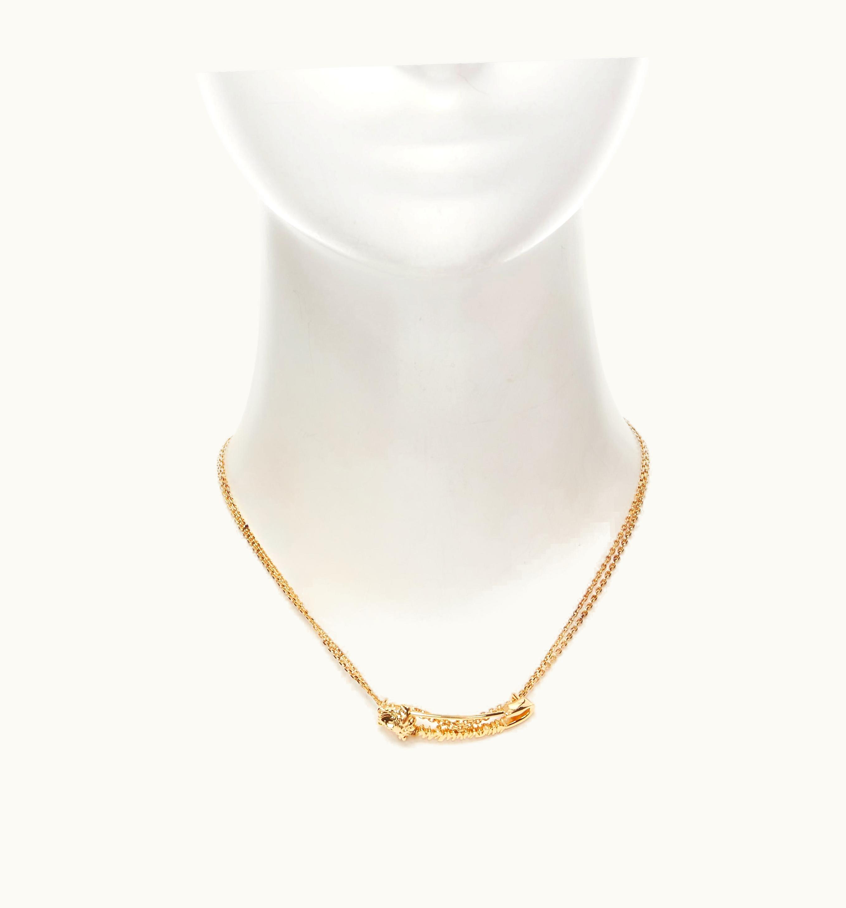 Versace Versace Safety Pin Medusa Pendant Gold Tone Nickel Short Necklace Choker