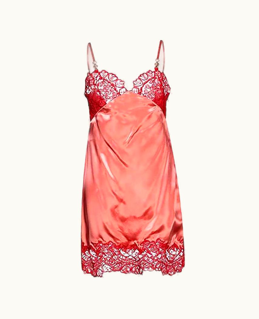 Versace Versace Pink Satin And Lace Mini Dress