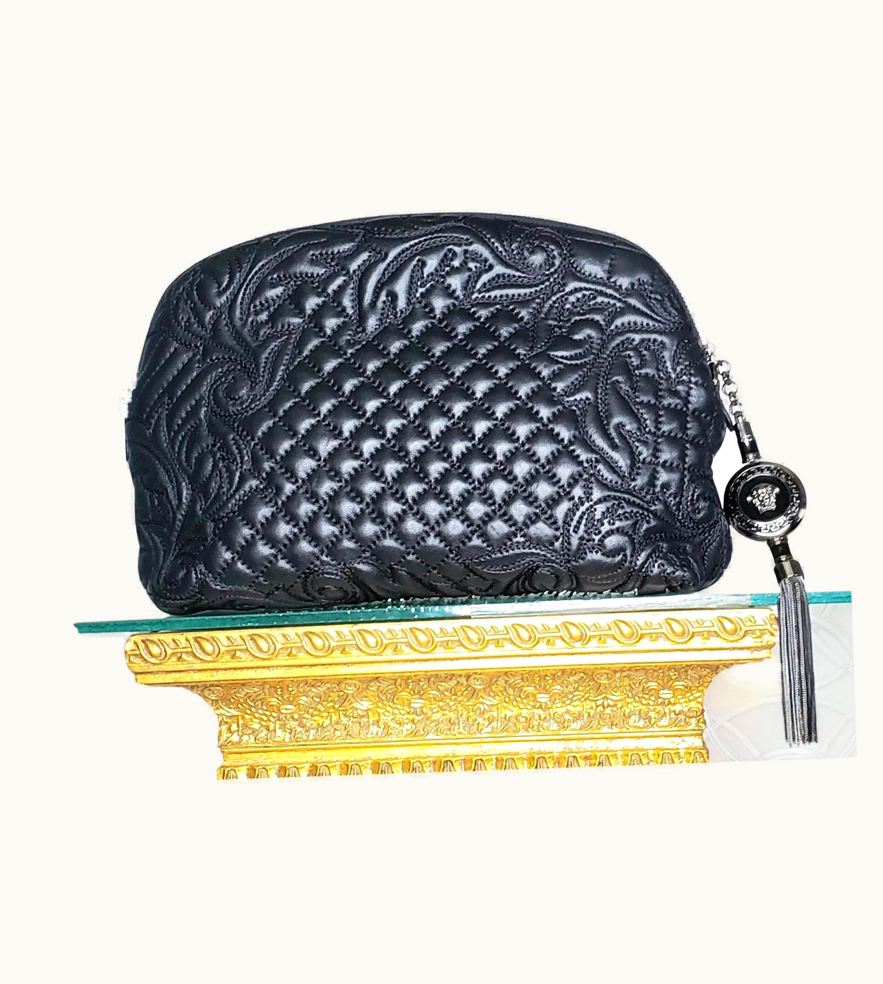 Versace Fall 2012 Versace Black Nappa Leather Quilted Vanitas Bag w/BOTTOM Handle