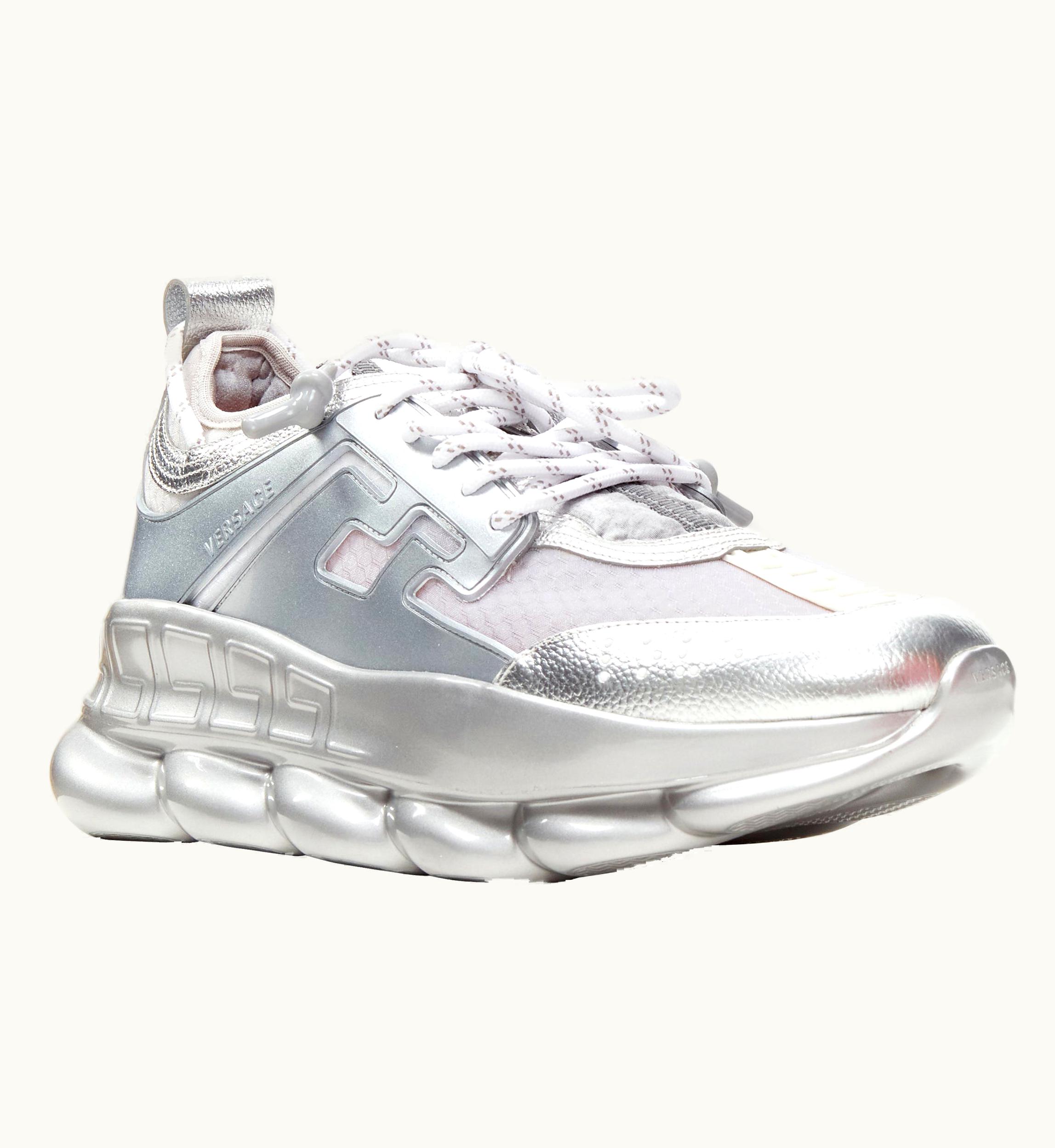 Versace Versace Chain Reaction Metallic Silver Sheer Low Top Chunky Sneaker UZ0576930