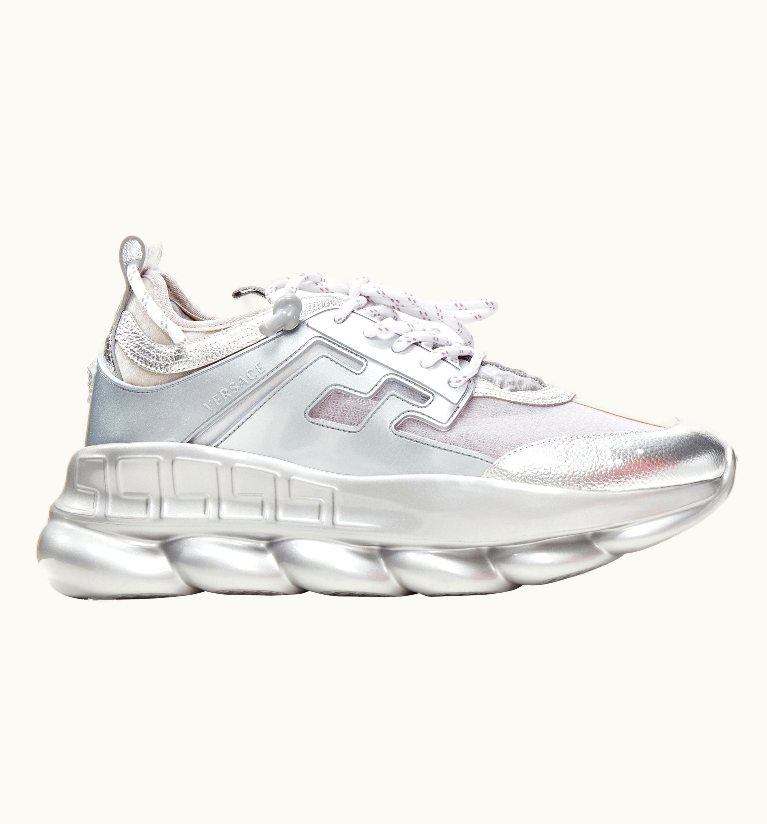 Versace Versace Chain Reaction Metallic Silver Sheer Low Top Chunky Sneaker UZ0576932