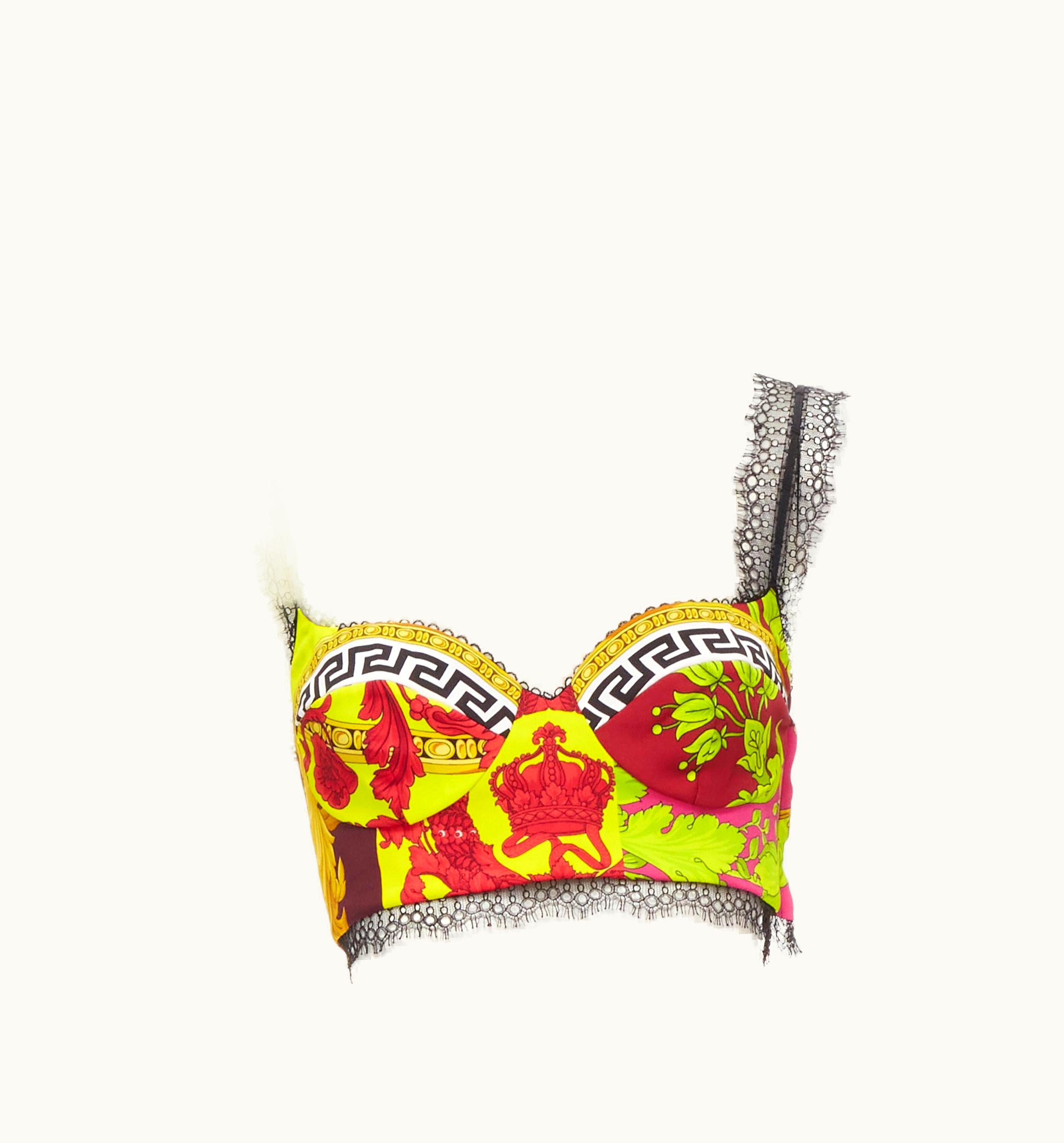 Versace Versace Voyaga Barocco Print Lace Bustier Bra Top Kylie Jenner