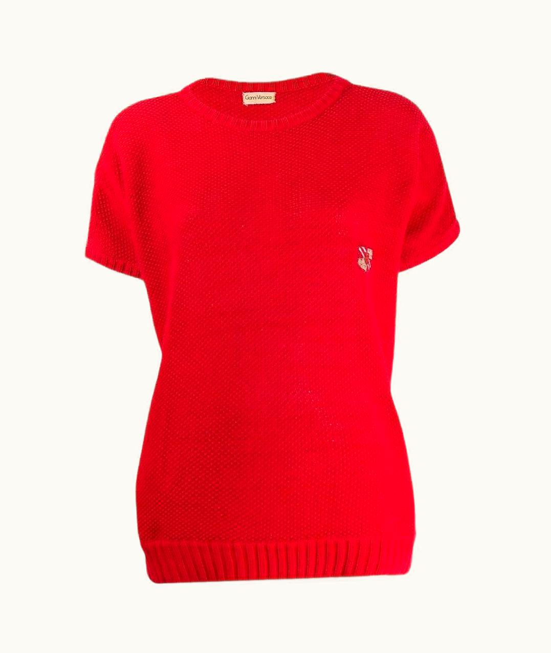 Gianni Versace Couture Gianni Versace Vintage Red Knit Cotton Short Sleeves 80s Sweater