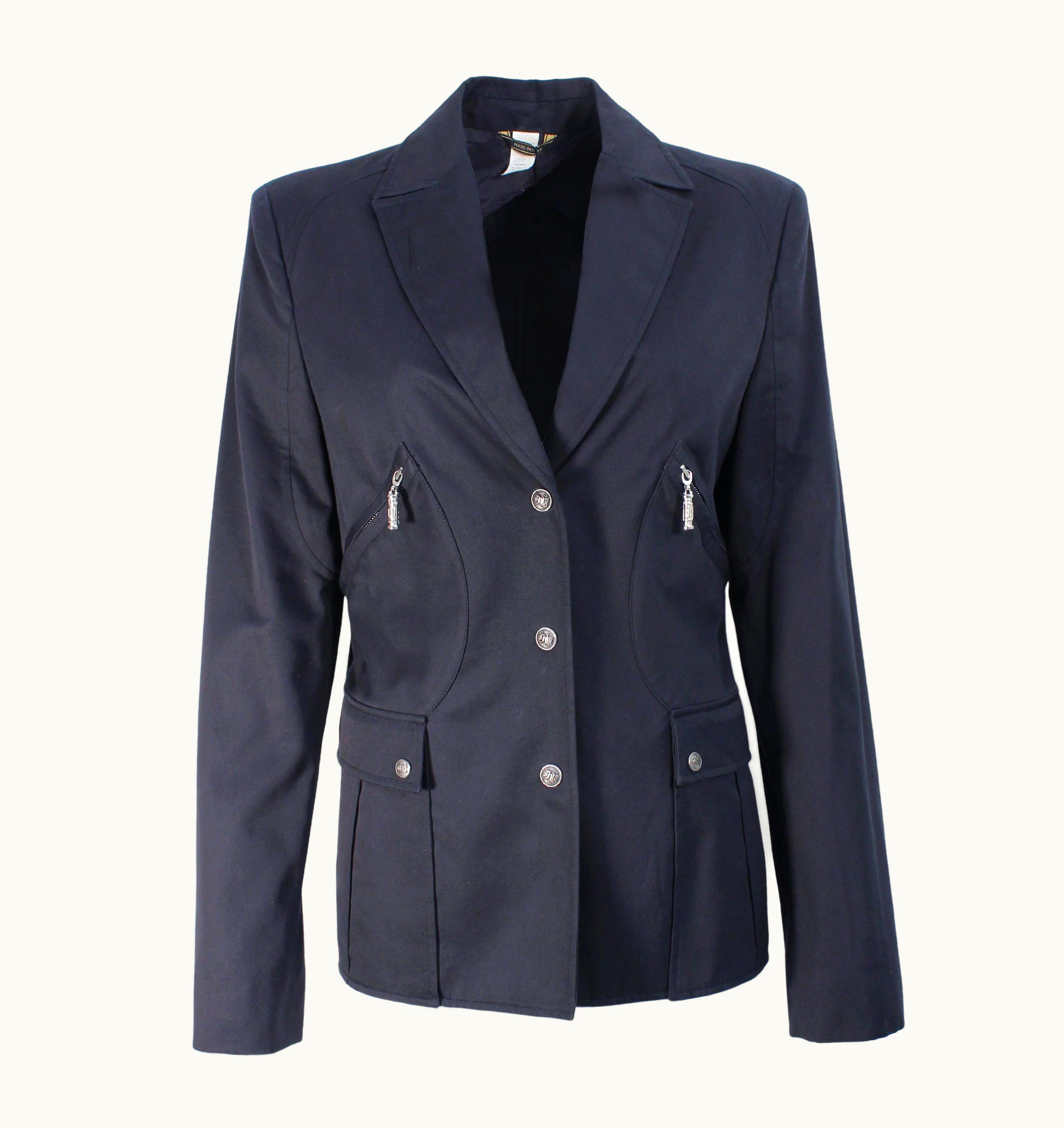 Versace Versace Jacket Blazer Military Style Navy Nwt Nos