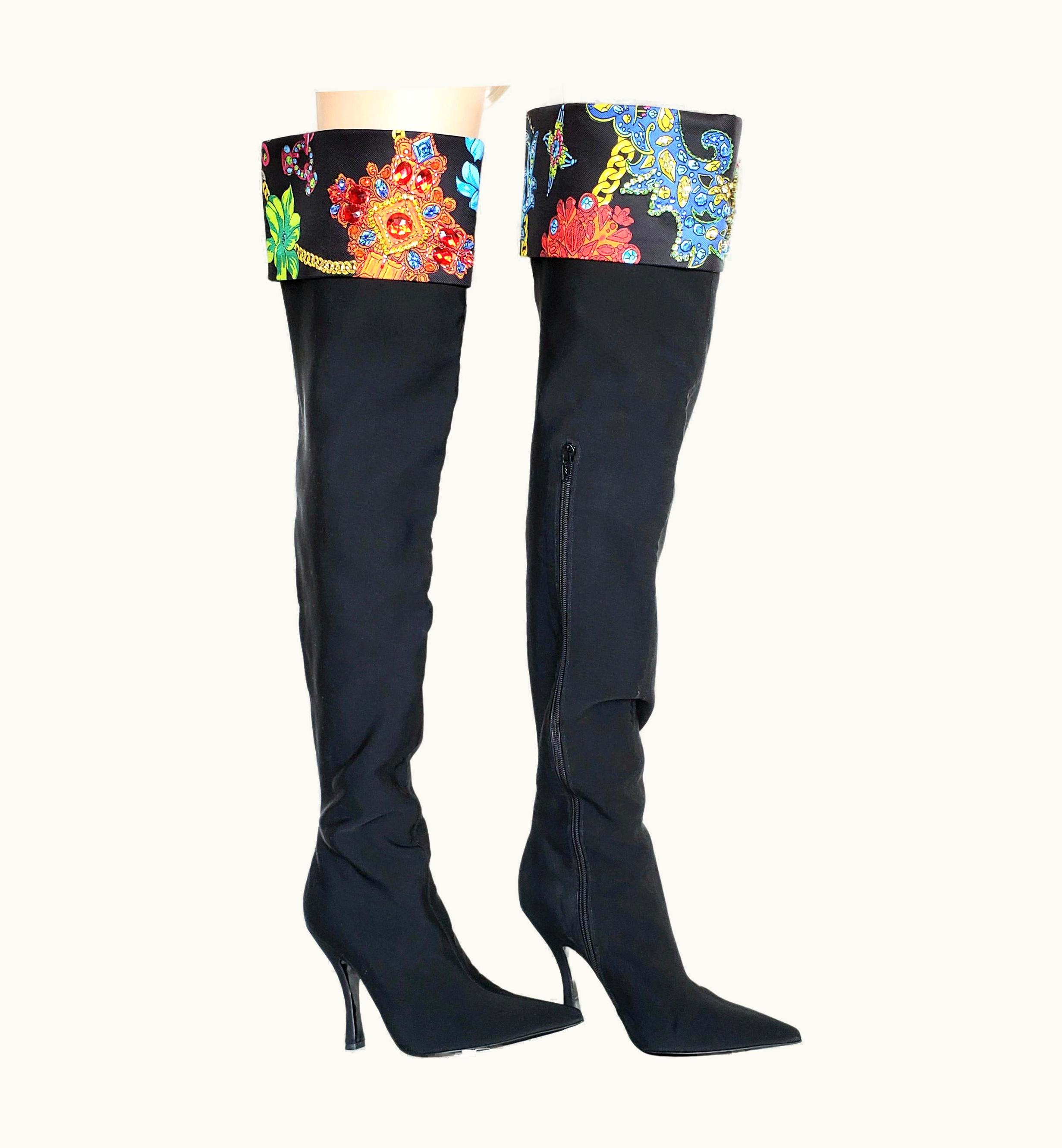 Versace Menswear 2019 Versace Black Inverted Heart Jewel Embellished Boots