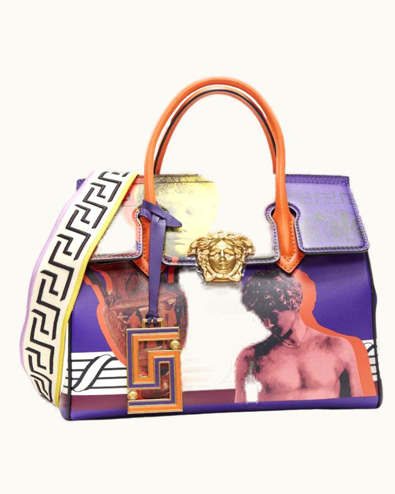 Versace Versace Palazzo Empire Medusa Medium Magna Grecia Purple Print Limited Bag