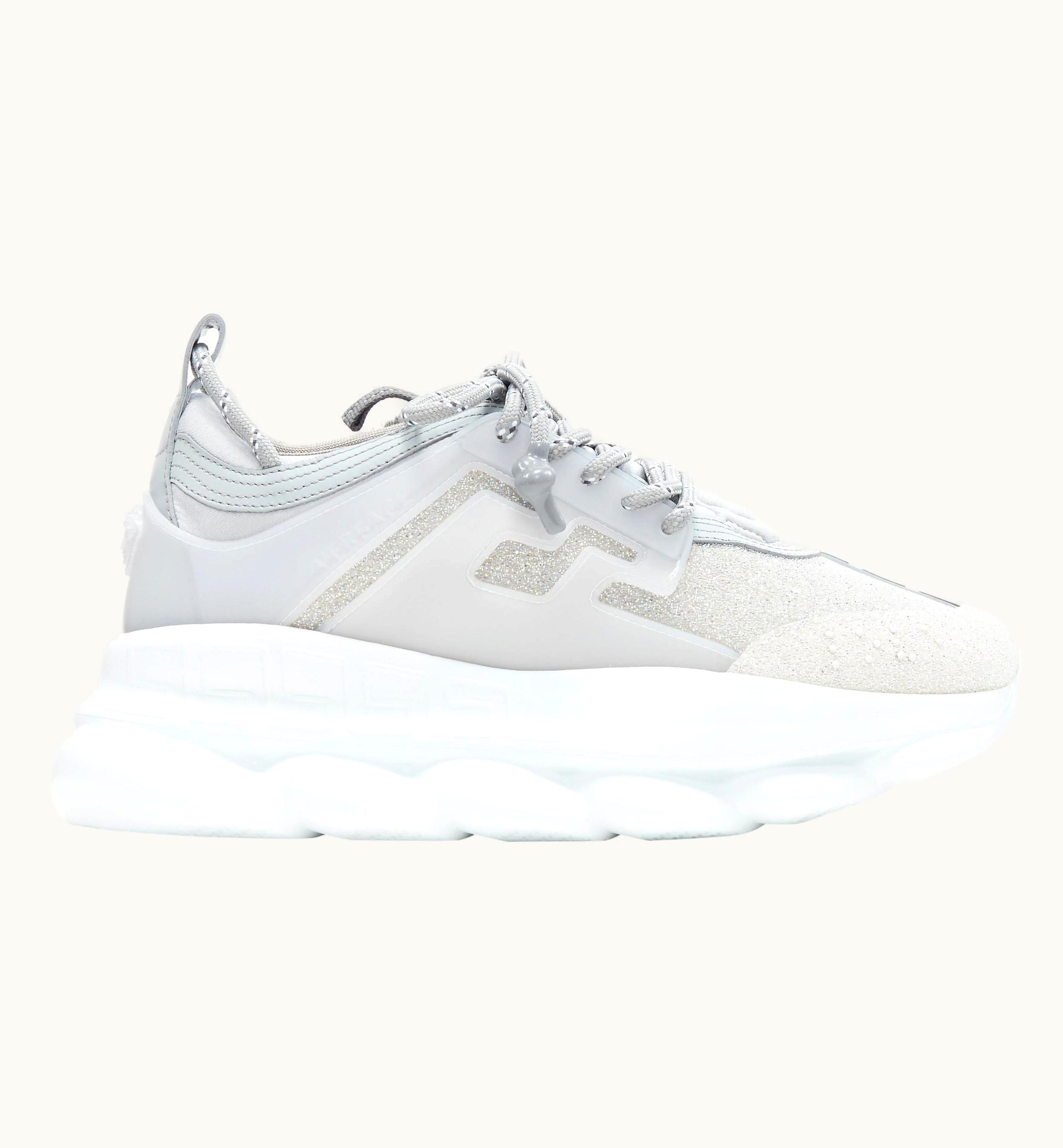 Versace Versace Chain Reaction Reflective Silver Crystal Rhinestone Sneaker UZ0576969
