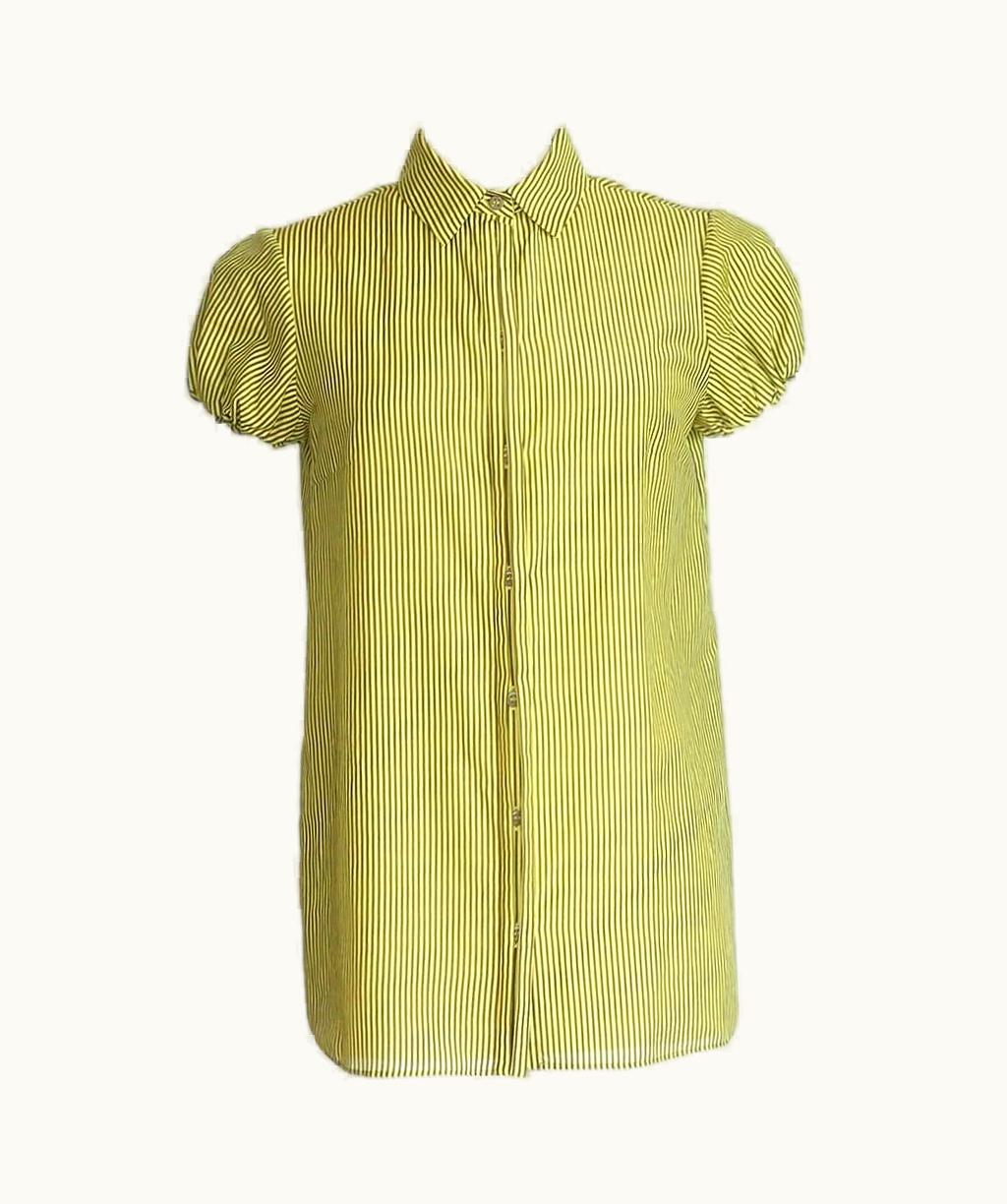 Versace Versace Top Lean Cut Chic Yellow Brown Striped 42 S/S