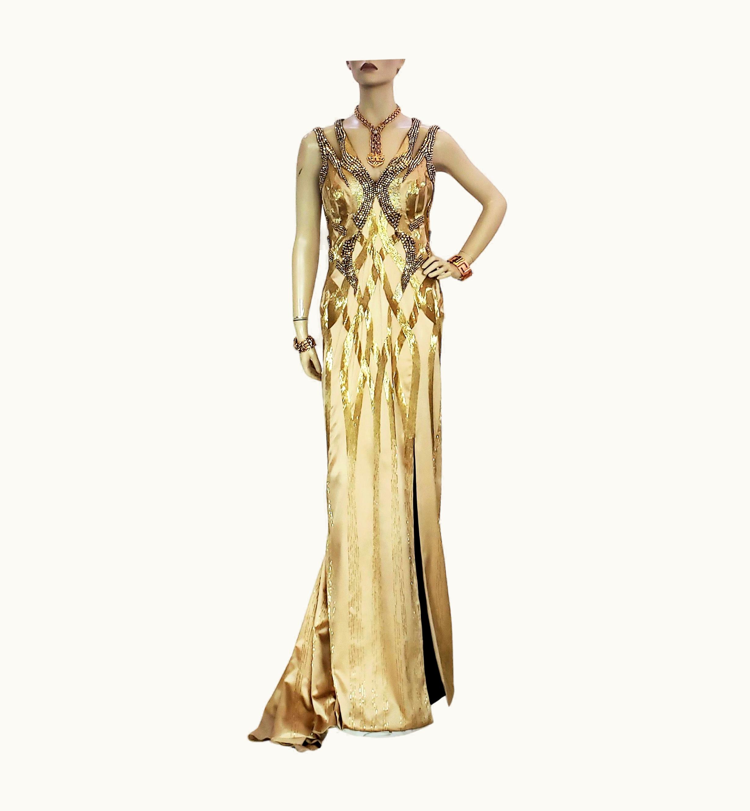 Versace Versace Golden Embellished WS/S Swarowski Stones Gown Dress As Seen On Irina